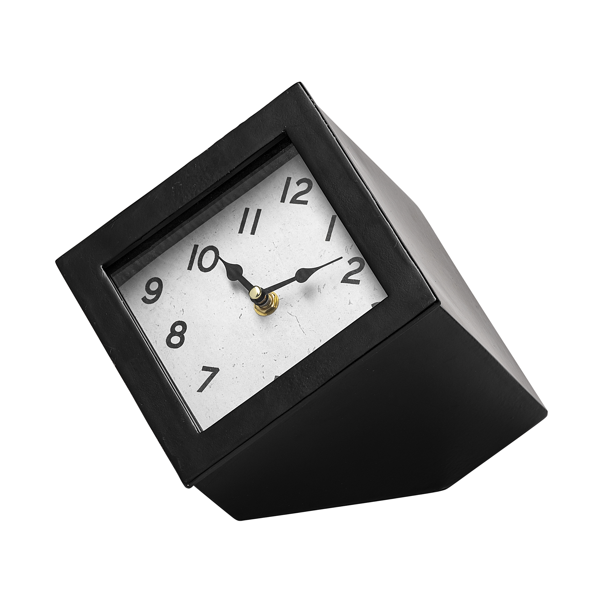 ralph ii black metal cube table clock