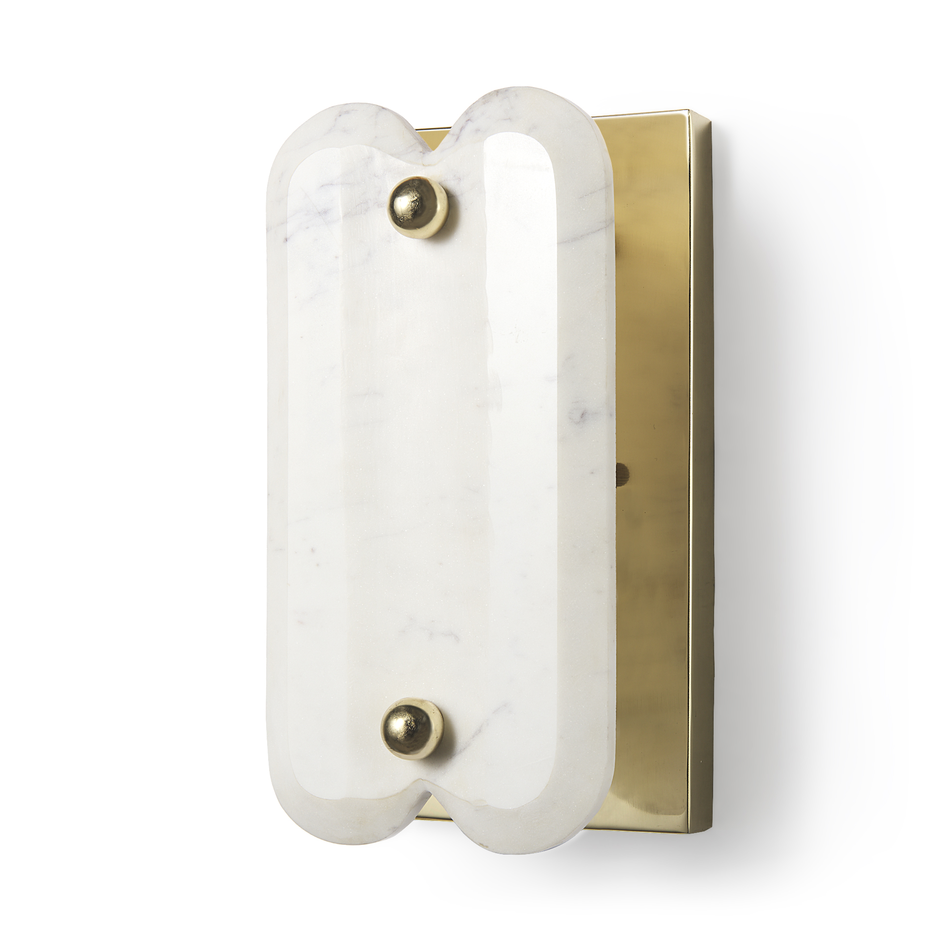 stein 5l x 6w gold w/ white marble shade wall sconce