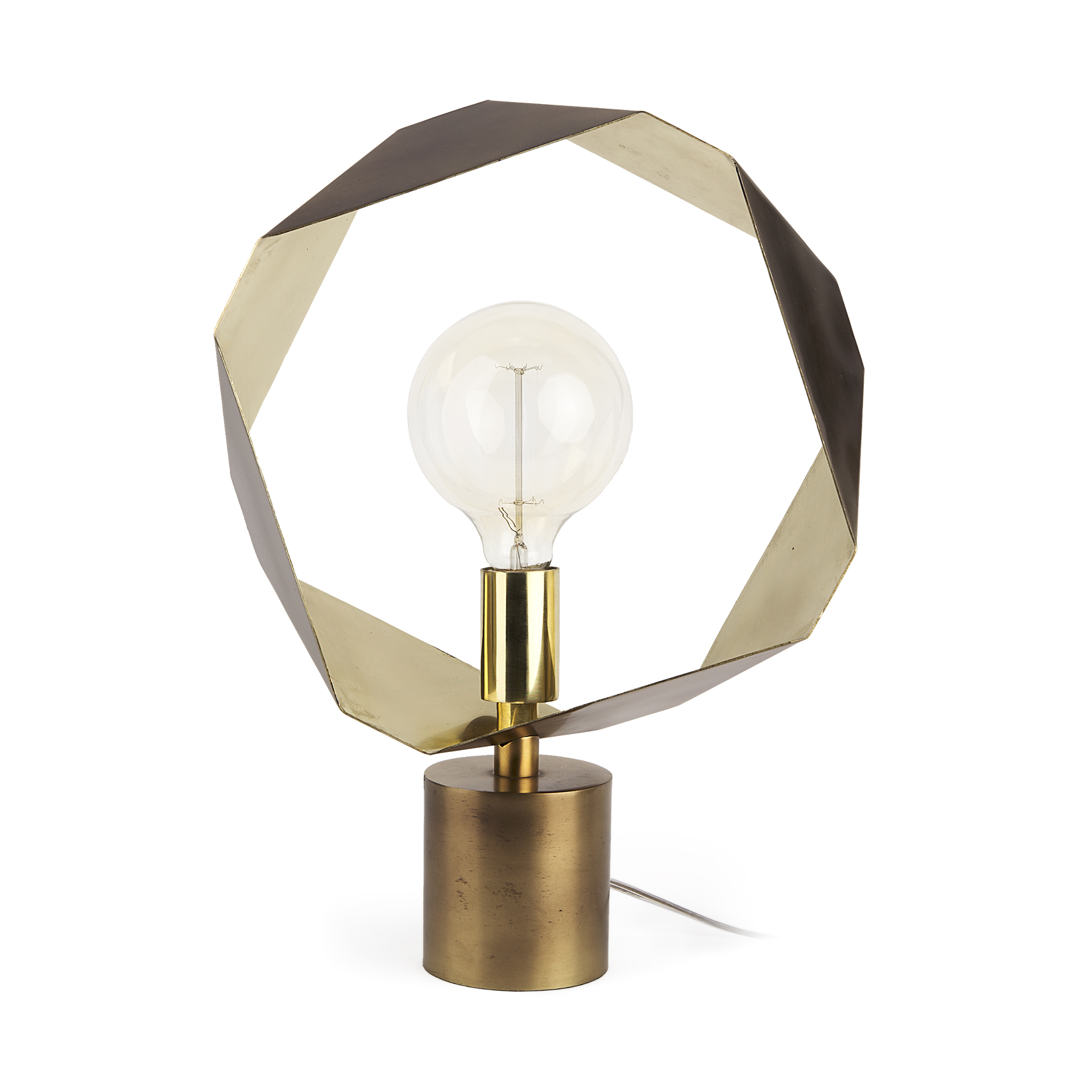 shamir 15l x 15w gold geometric metal table lamp