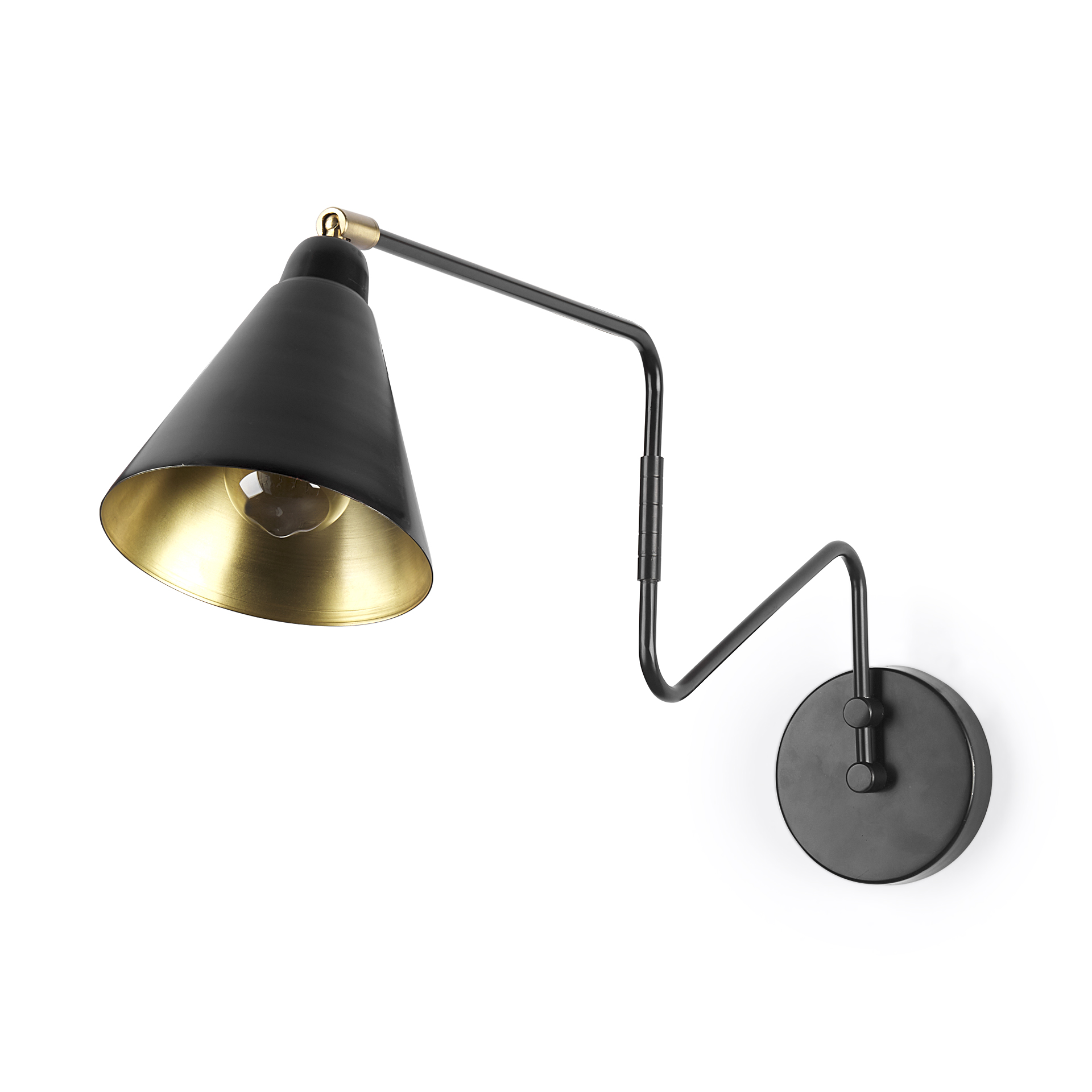 cobalt 6l x 32w black metal cone shaped swivel wall sconce
