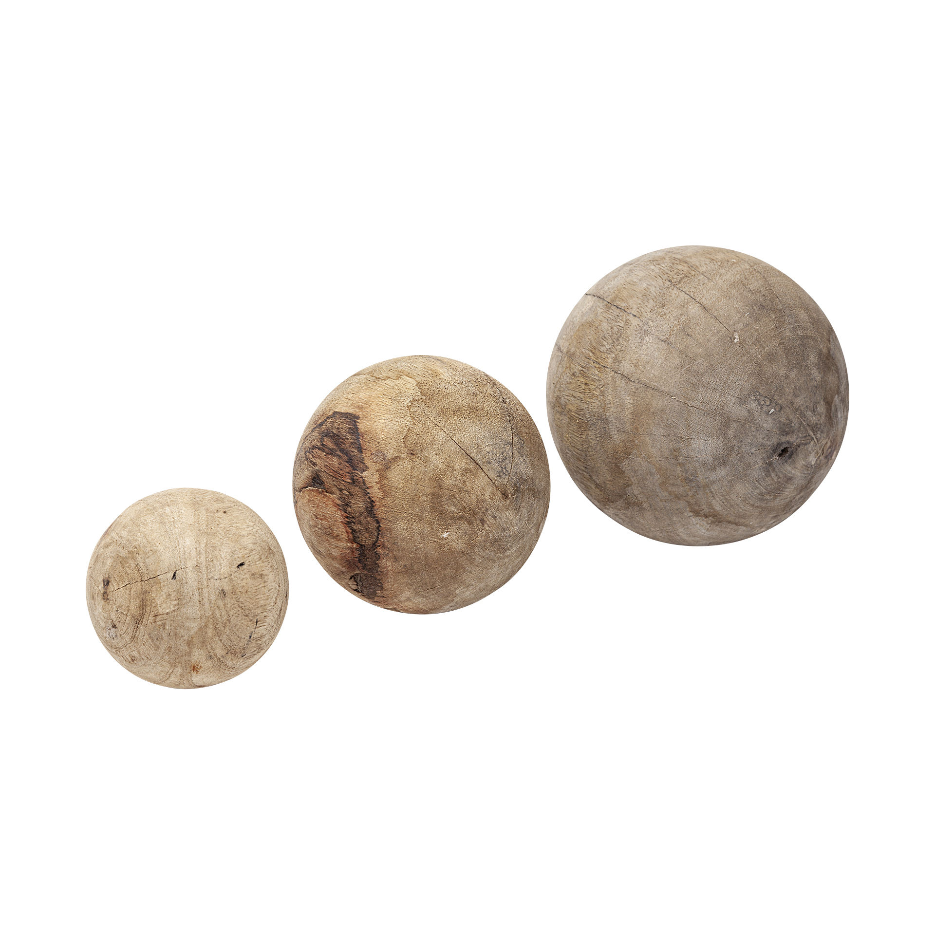 carrick (set of 3) natural wood decorative spheres