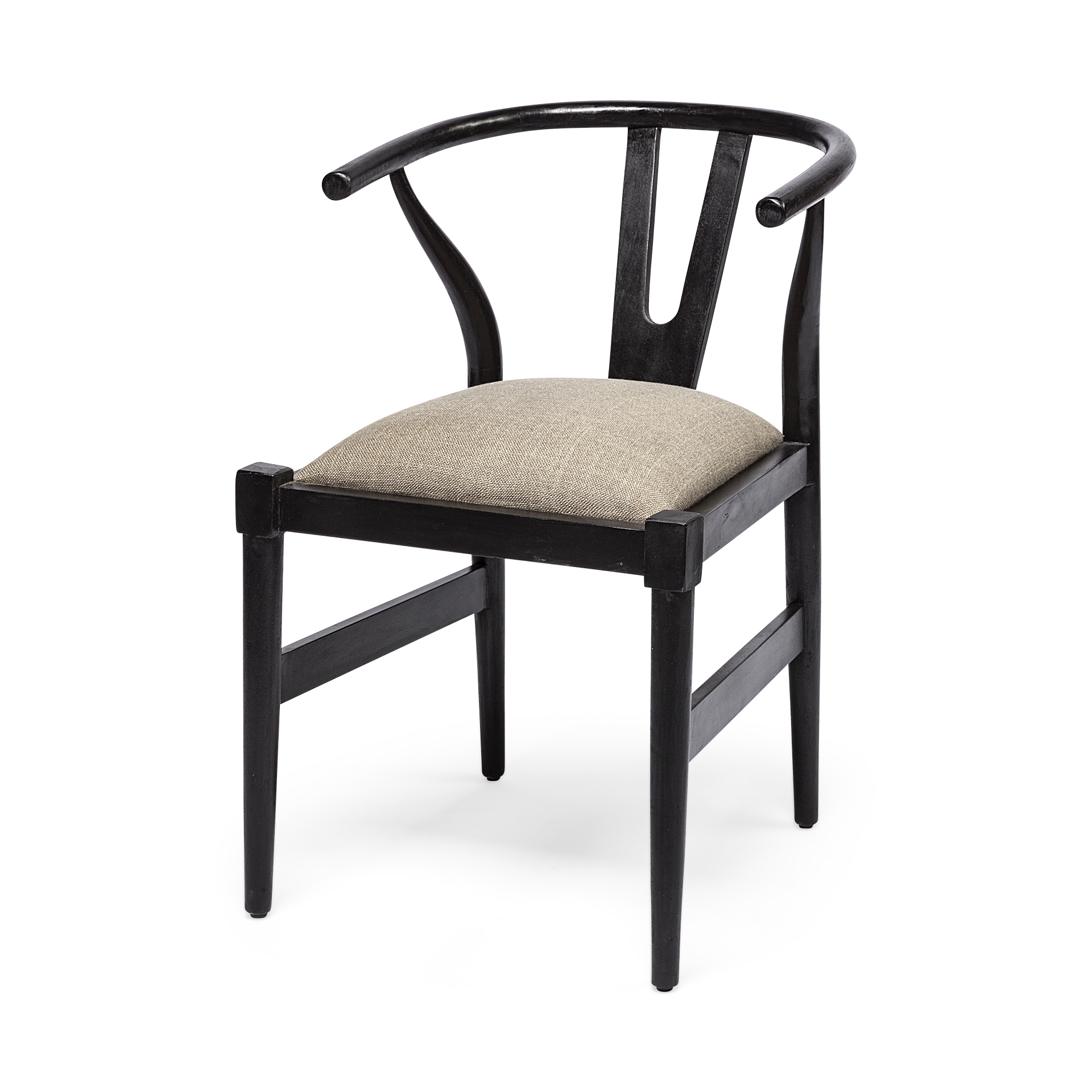 trixie i black wooden base linen seat dining chair