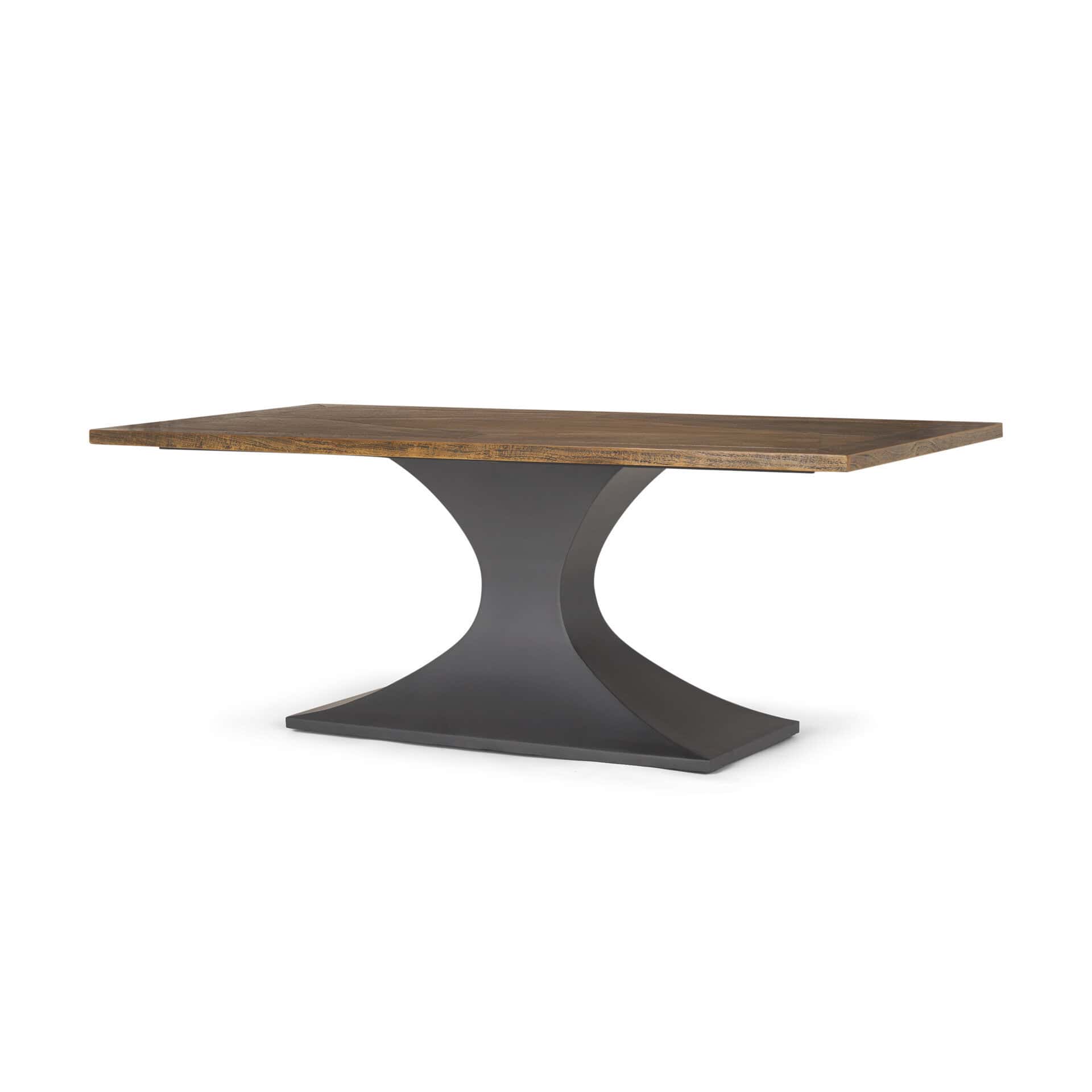maxton ii 79x39 rectangular brown solid wood top dark gunmetal base dining table