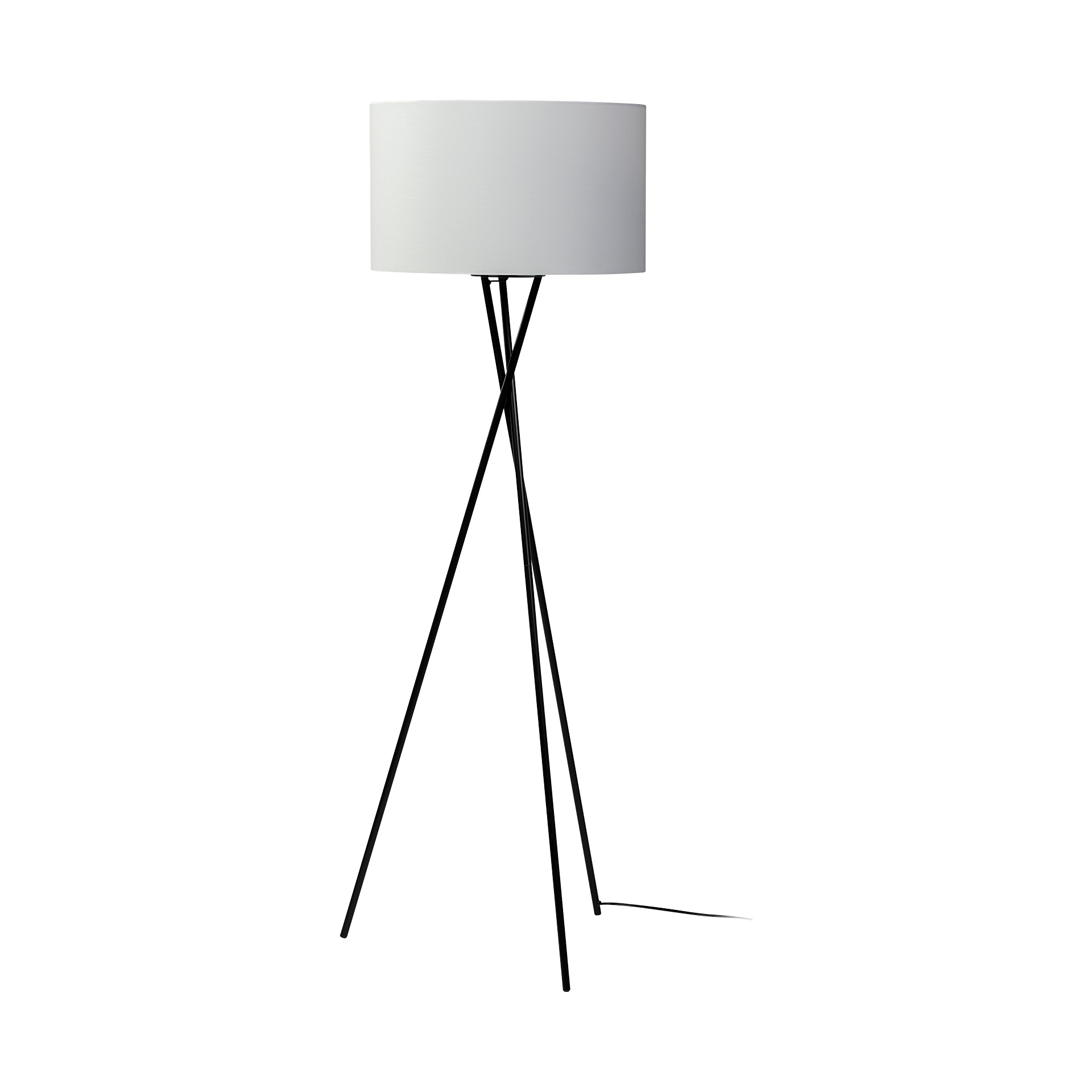 ambrose 20.0l x 20.0w x 61.8h black metal w/white fabric shade floor lamp