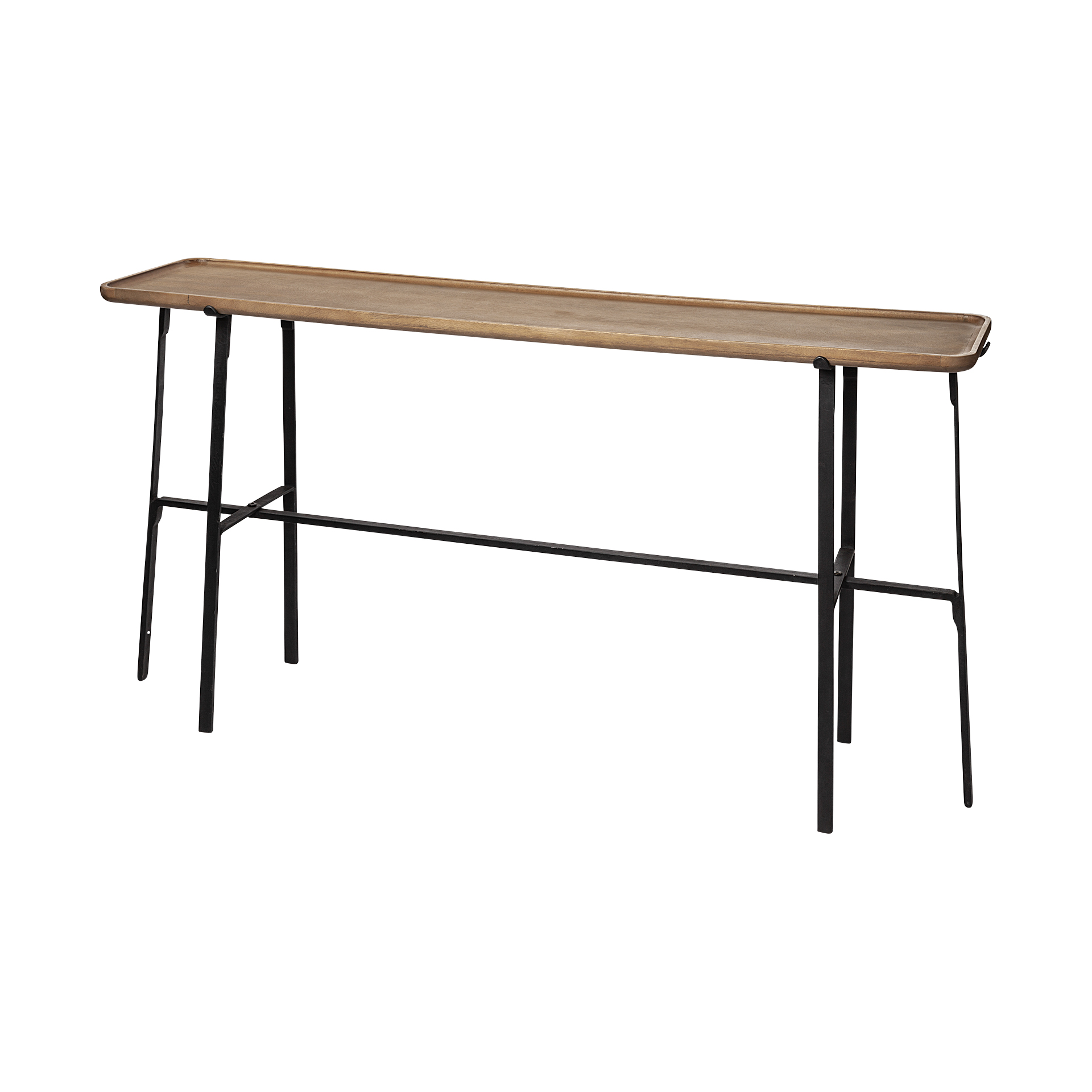 helios ii 60l x 14w x 29h rectangular brown raised edge top console table