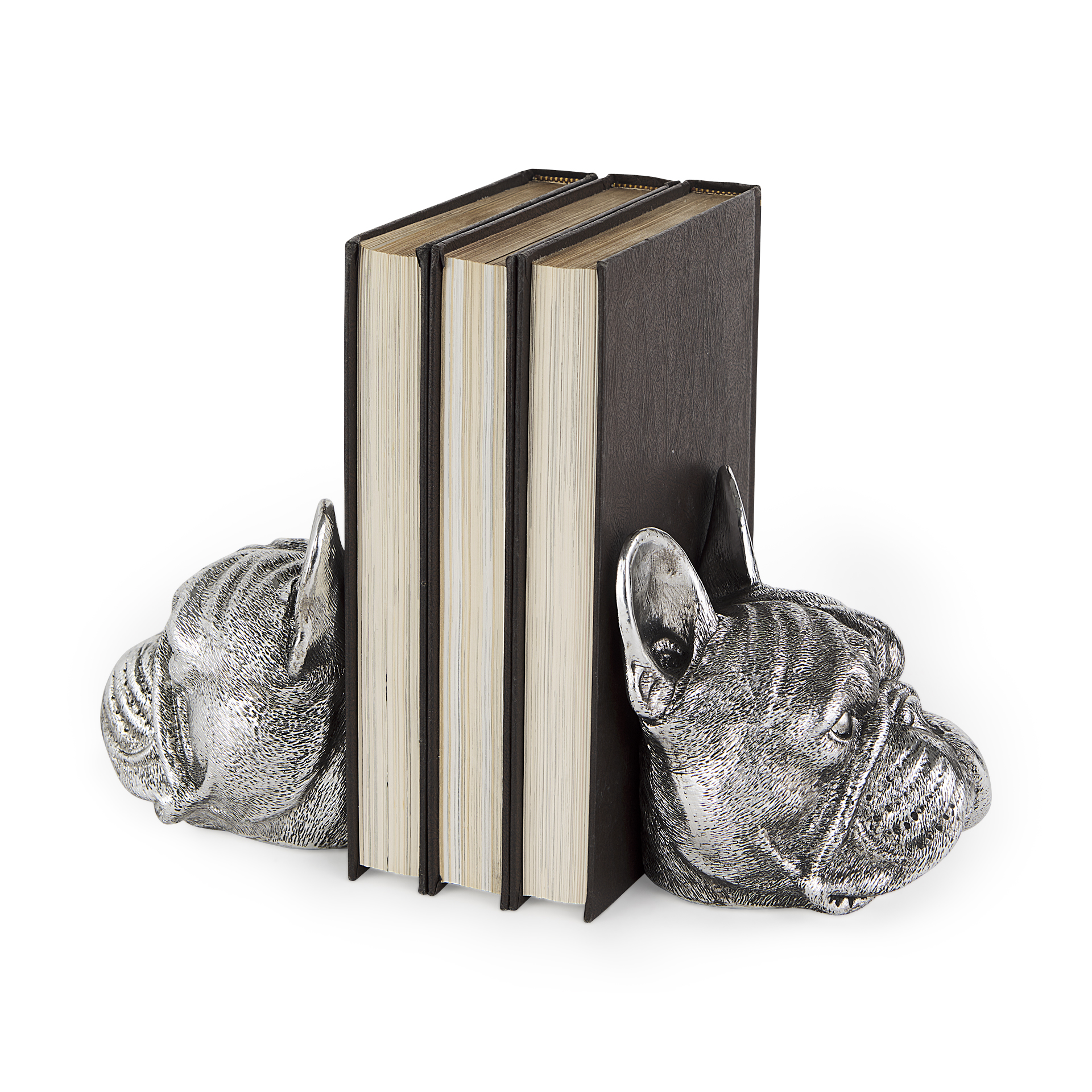 bruno (set of 2) 5l x 5w silver american bulldog bookends