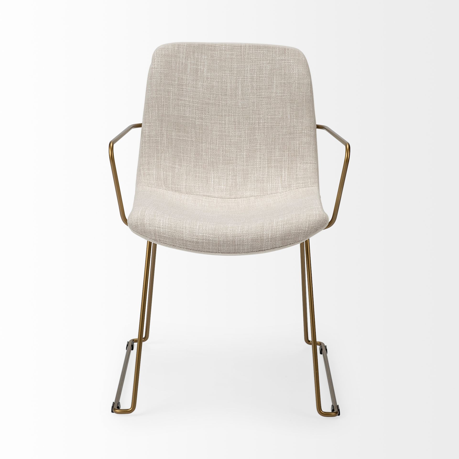 sawyer ii beige fabric wrap gold metal frame dining chair