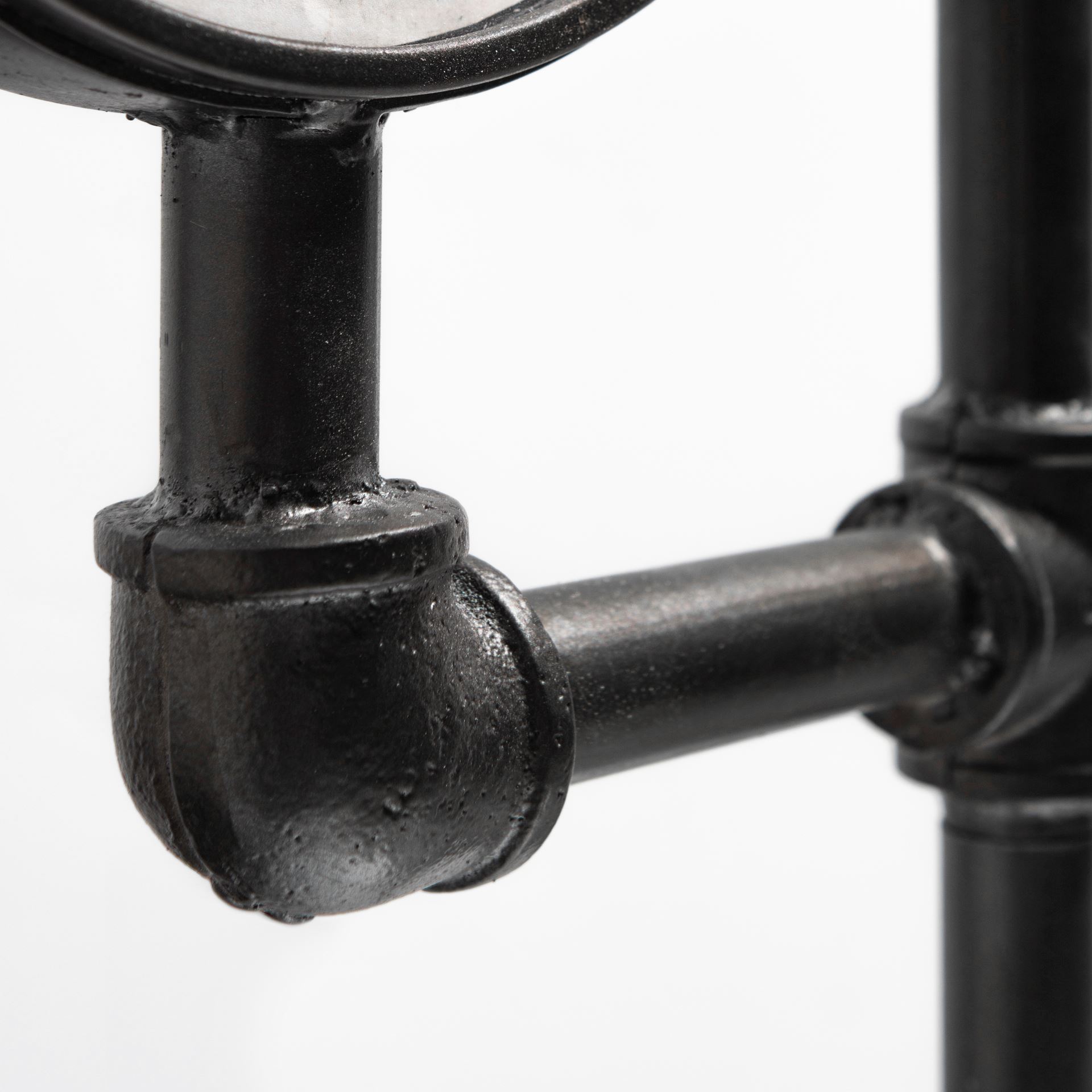 trifect black iron pipe three face floor clock