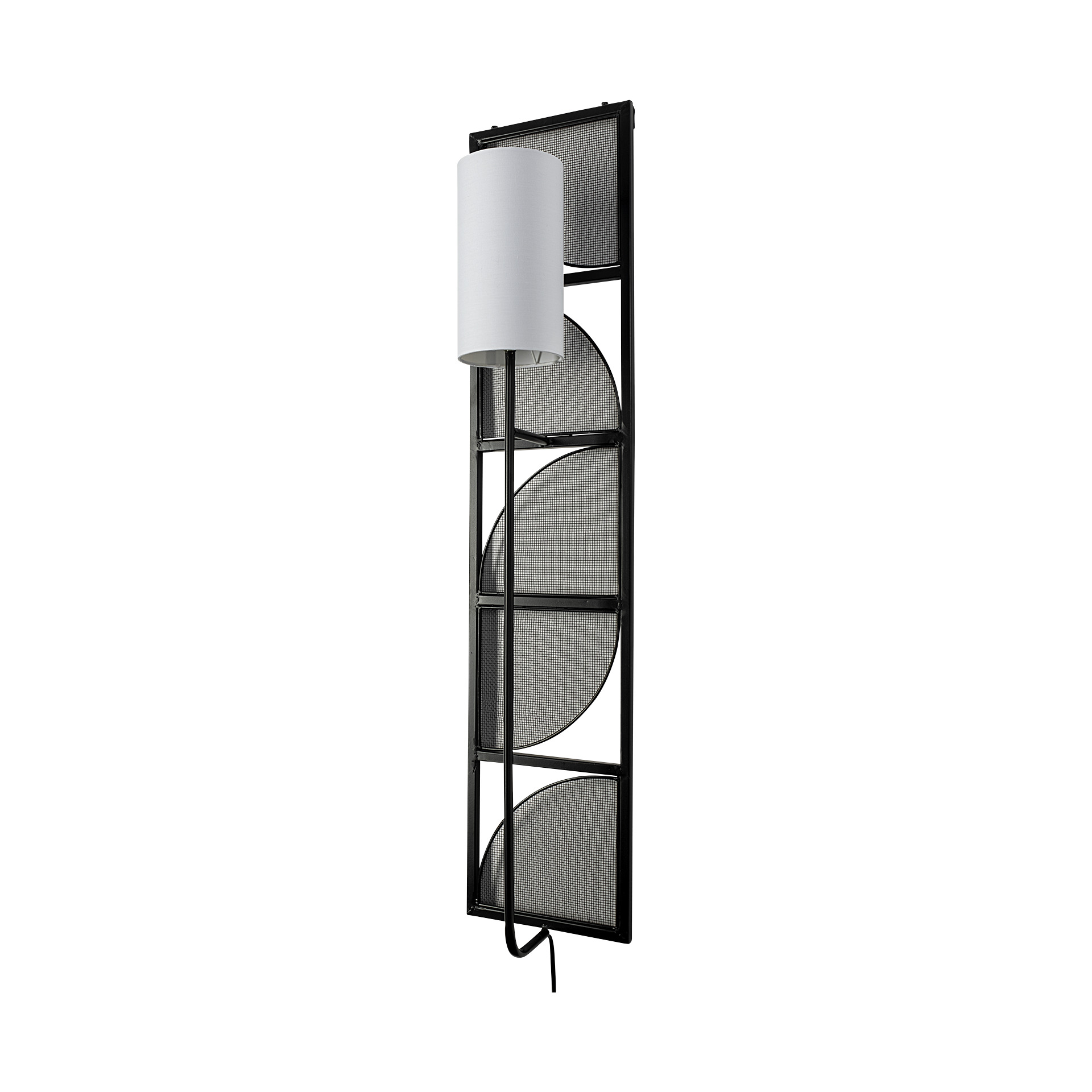 navin 10x46.5 black metal body white fabric shade rectangular wall sconce