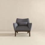Grey Linen Mid Century Modern Armchair for Living Room