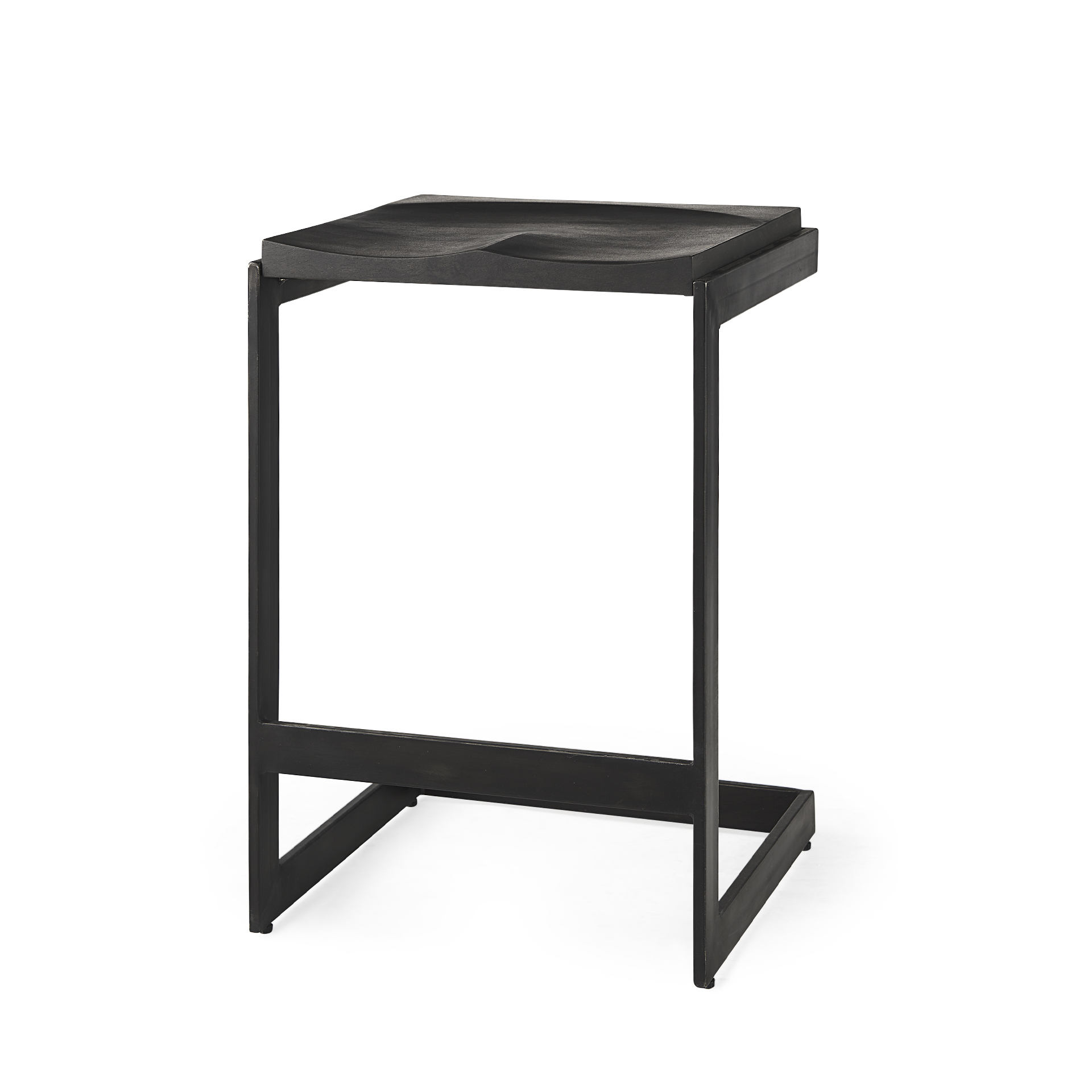 kiran 17l x 17w x 26h black wood w/ black metal base c-shape counter stool