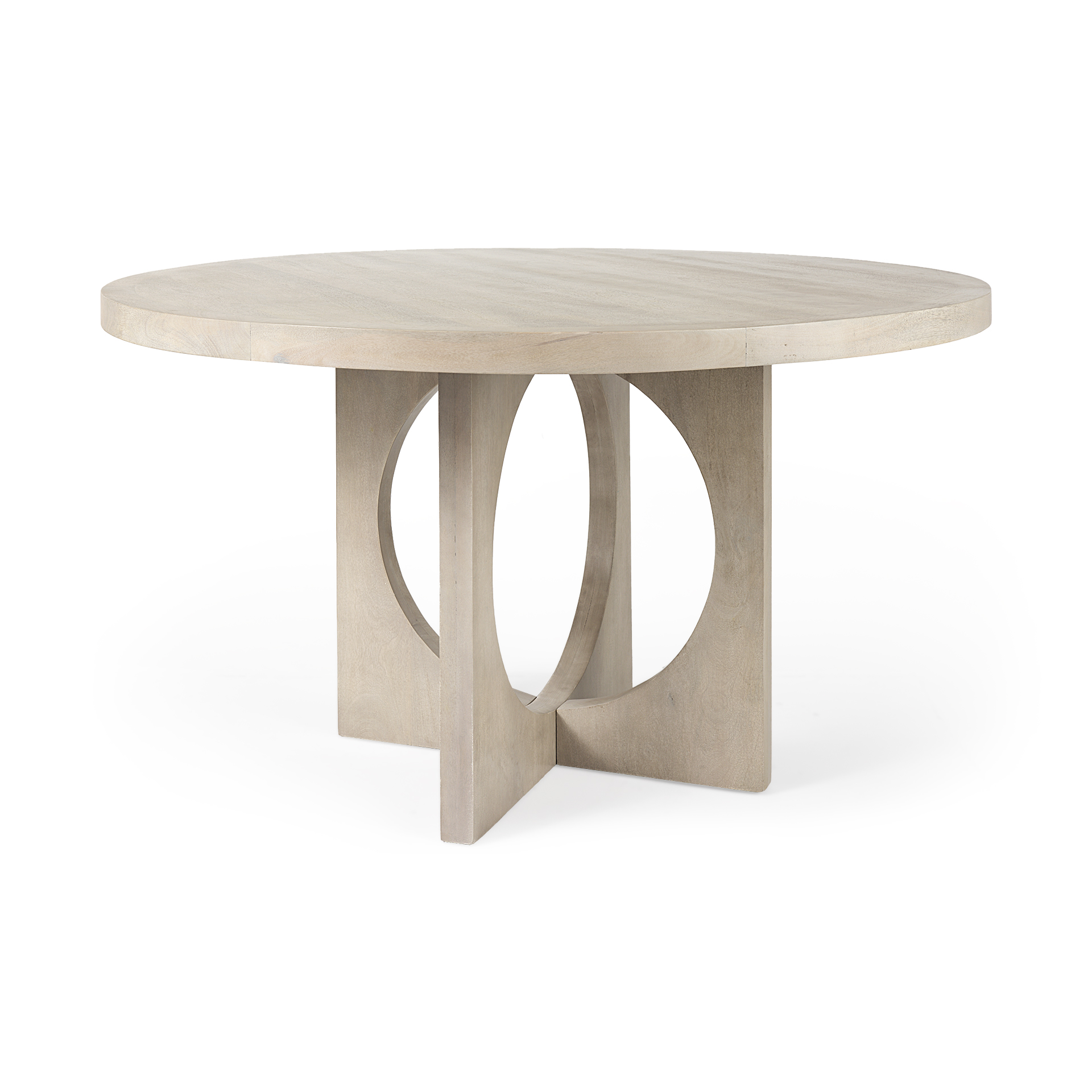 liesl 54.l x 54.0w x 30.0h barely gray finished wood w/ circular top dining table