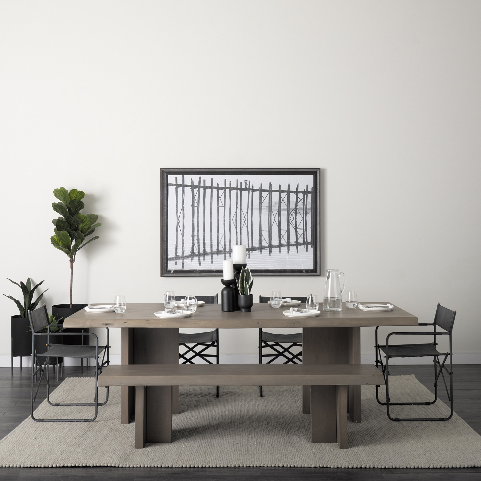 direttore black iron frame black leather dining chair