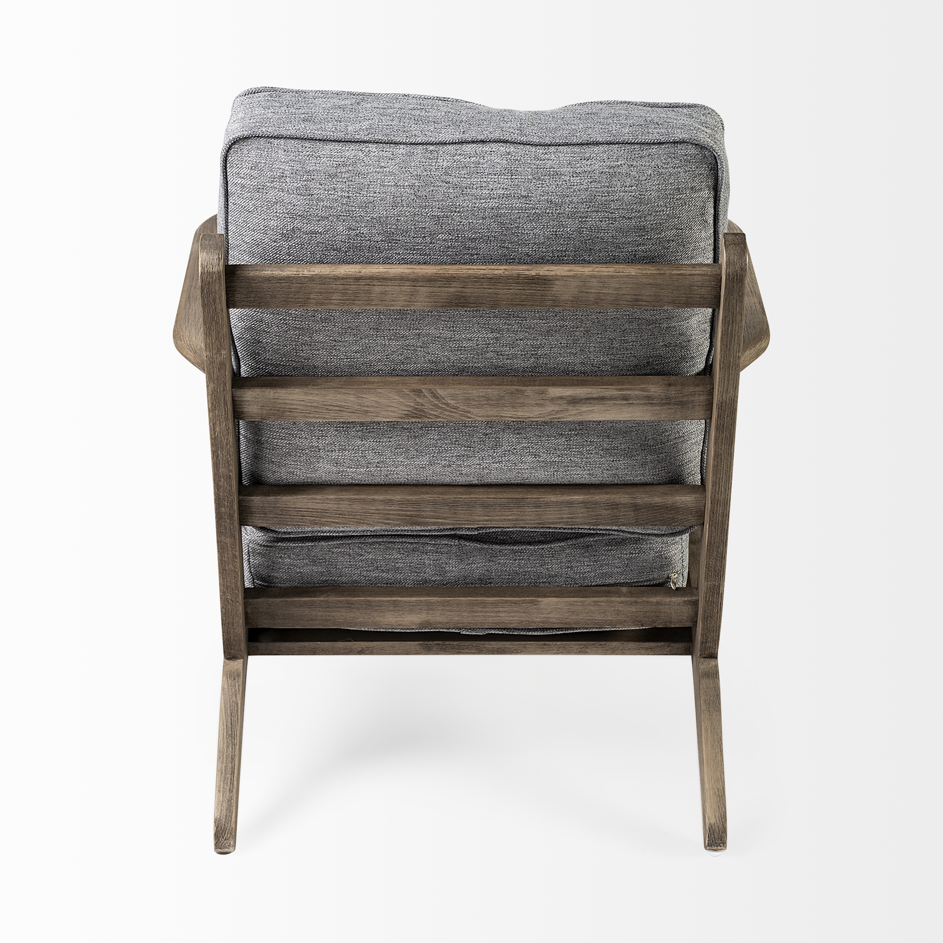 olympus v castlerock grey fabric wrapped brown wooden frame accent chair