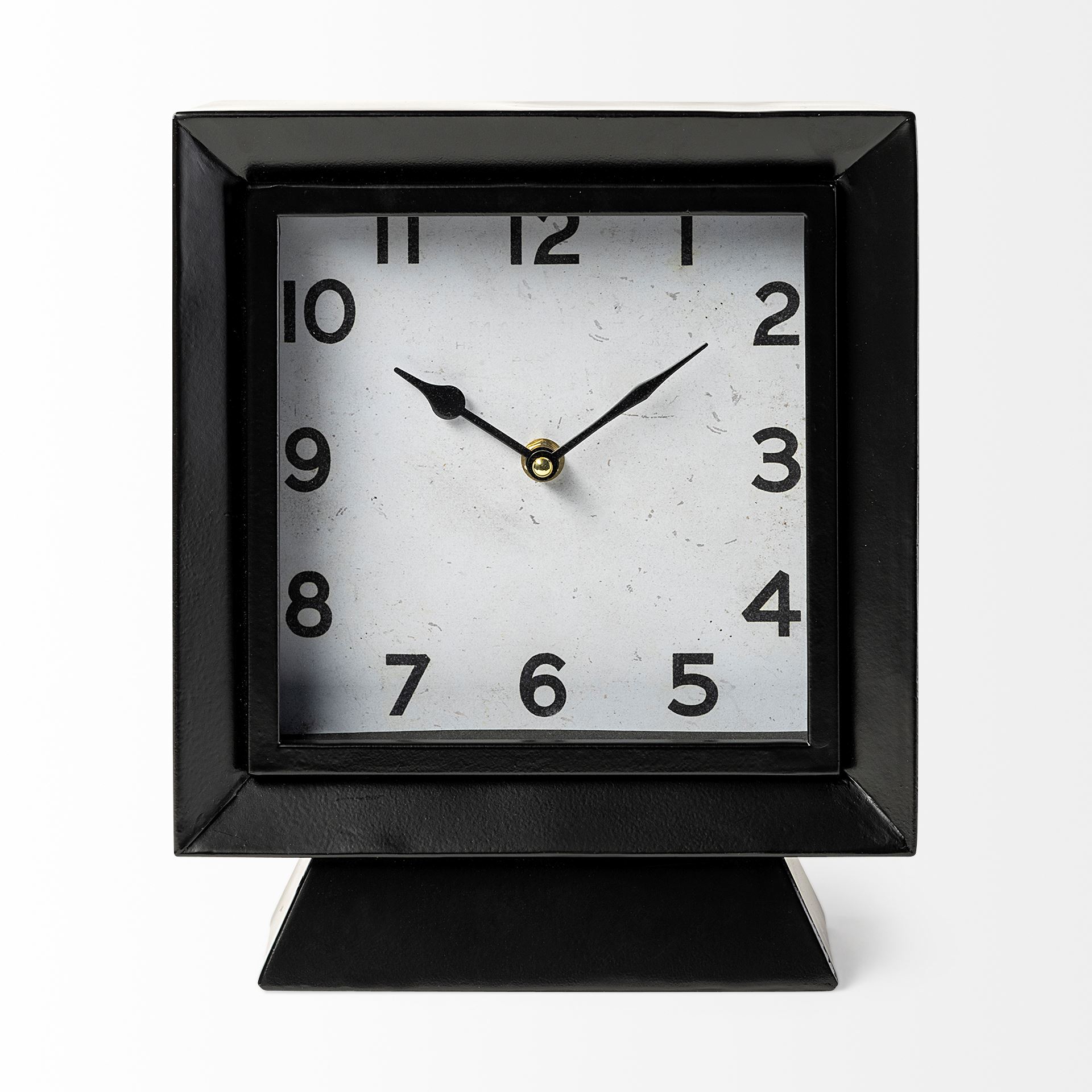 ralph i black metal square table clock