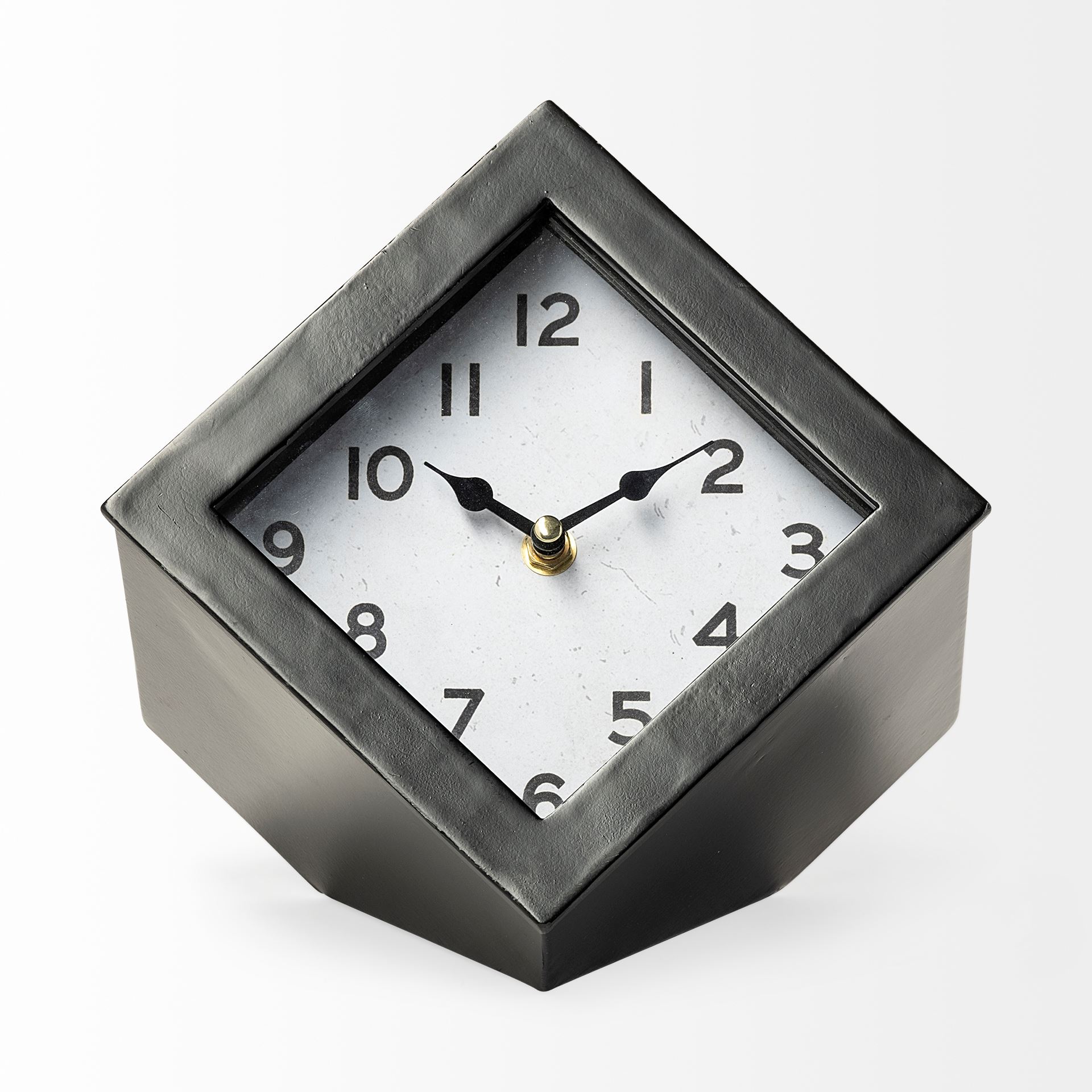 ralph ii black metal cube table clock