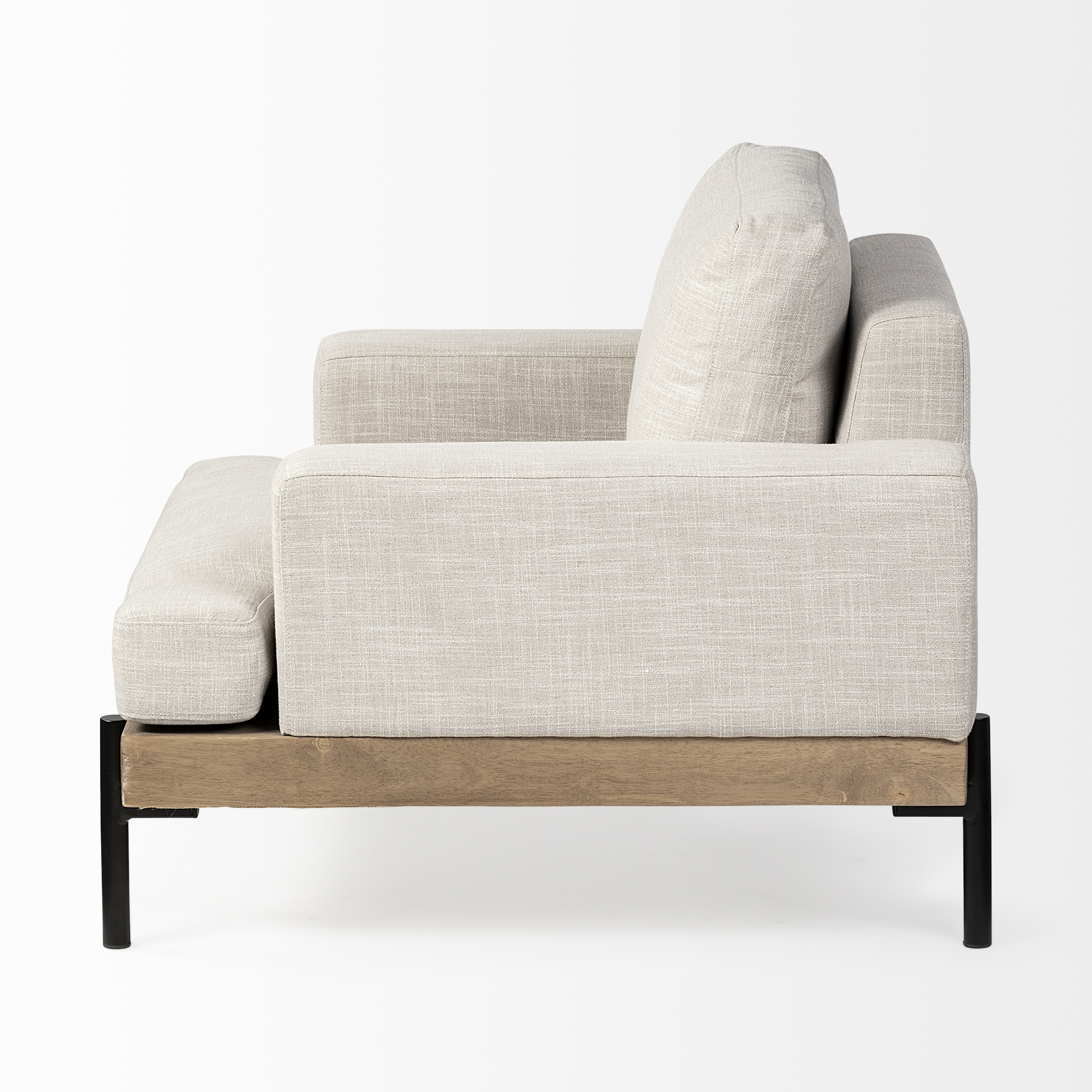 colburne i beige fabric w/ wood and iron frame accent chair