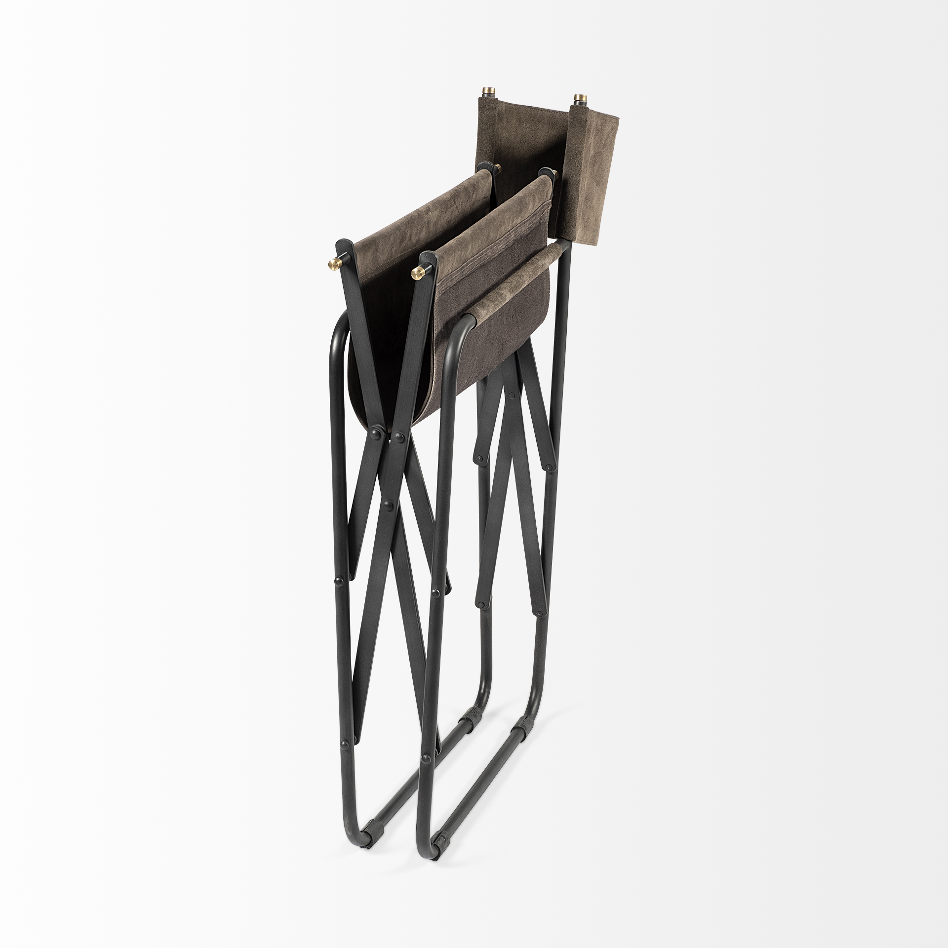 direttore 19.25l x 20w x 31h brown/gray suede w/ metal frame dining chair
