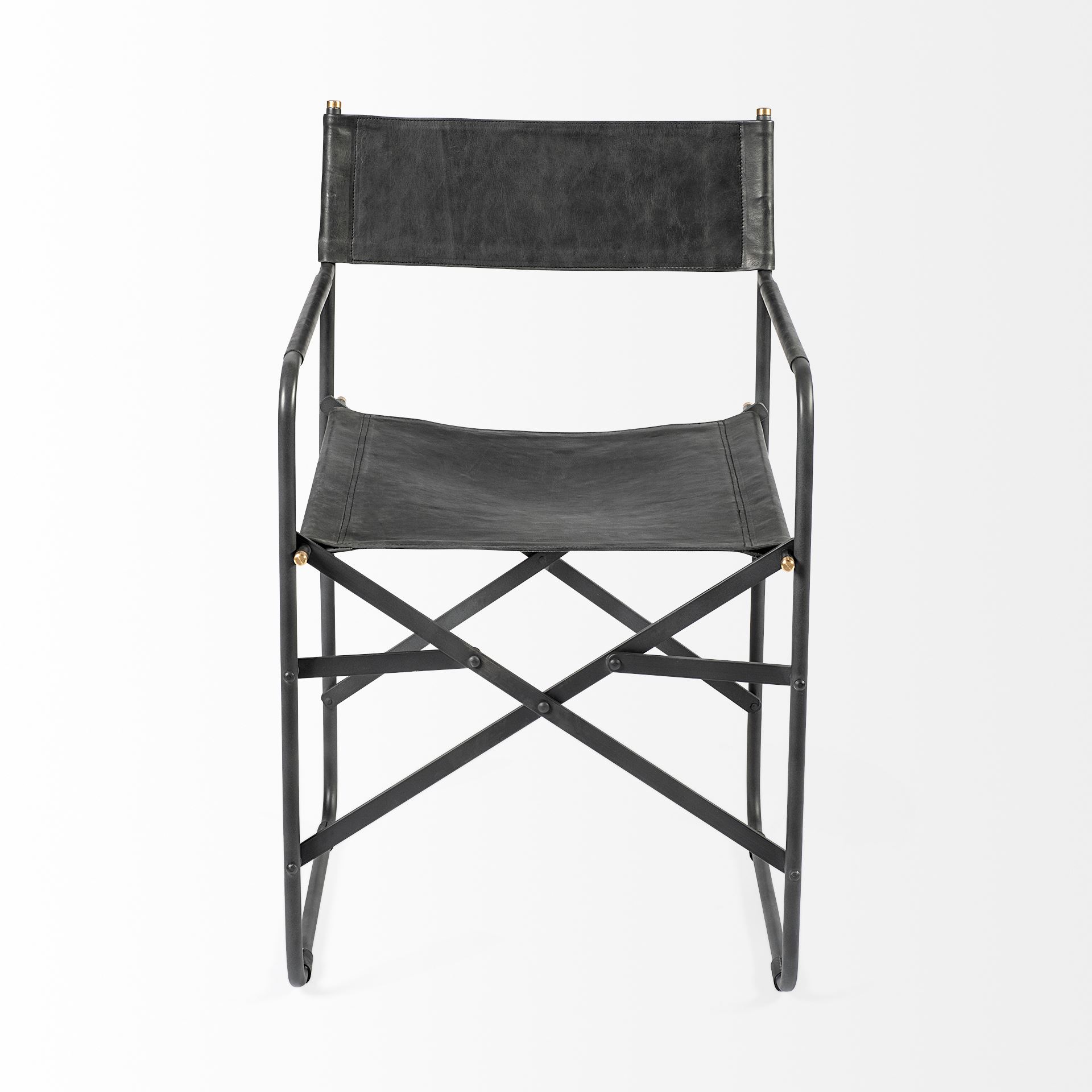 direttore black iron frame black leather dining chair