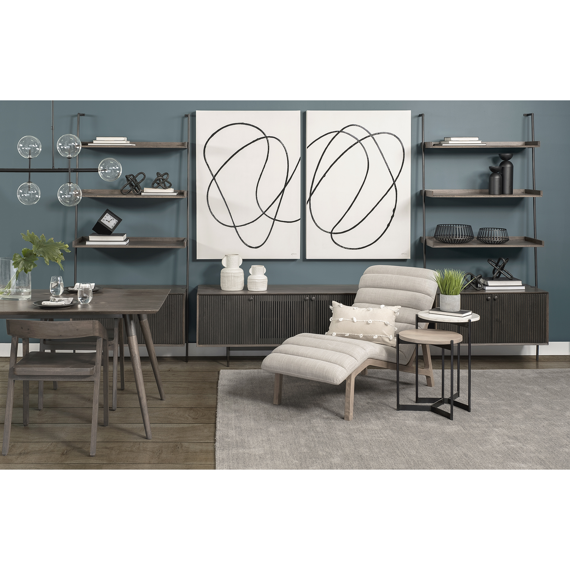 larkin ii marble and medium brown wood round tabletop nesting end/side tables