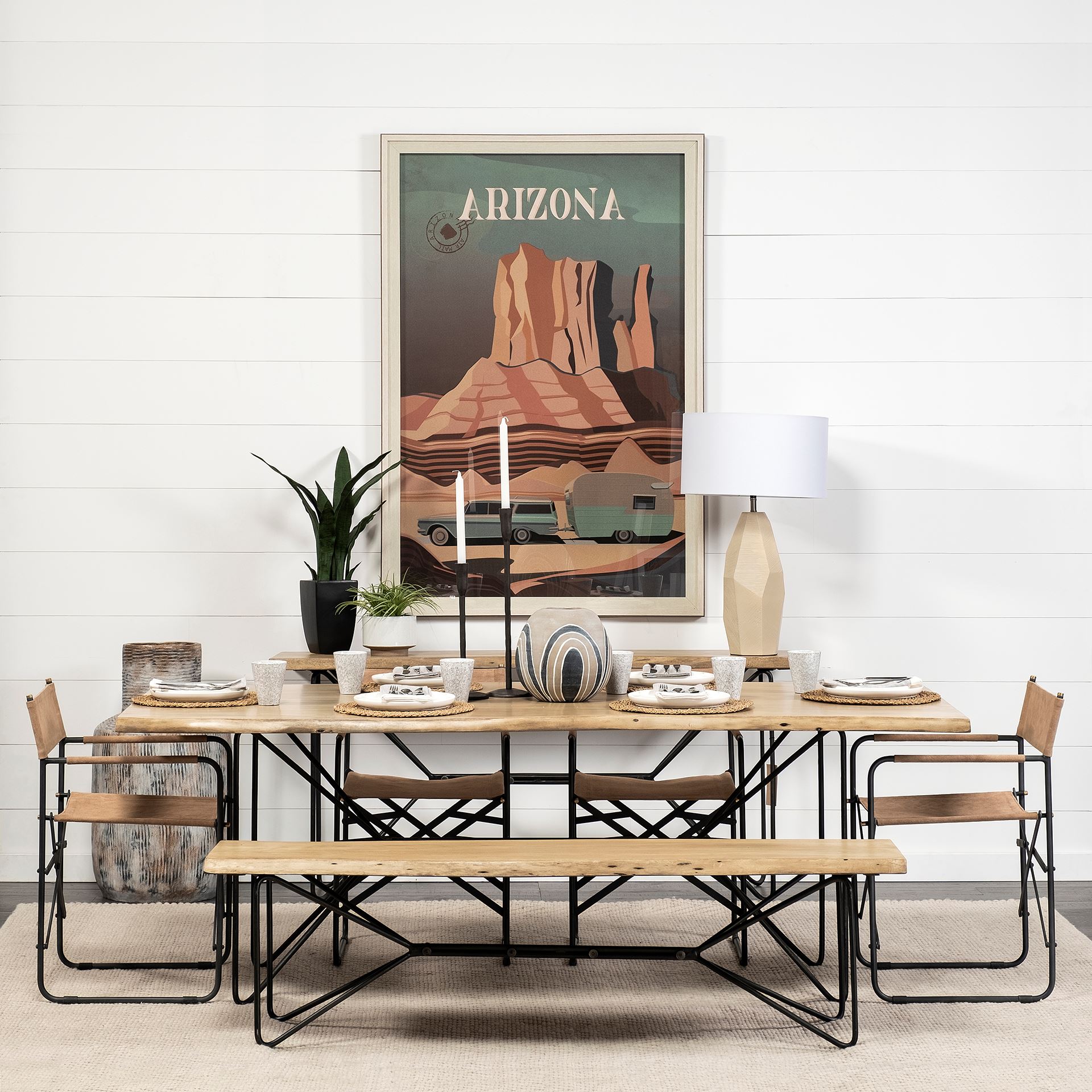 Direttore Tan Leather W/ Black Iron Frame Dining Chair