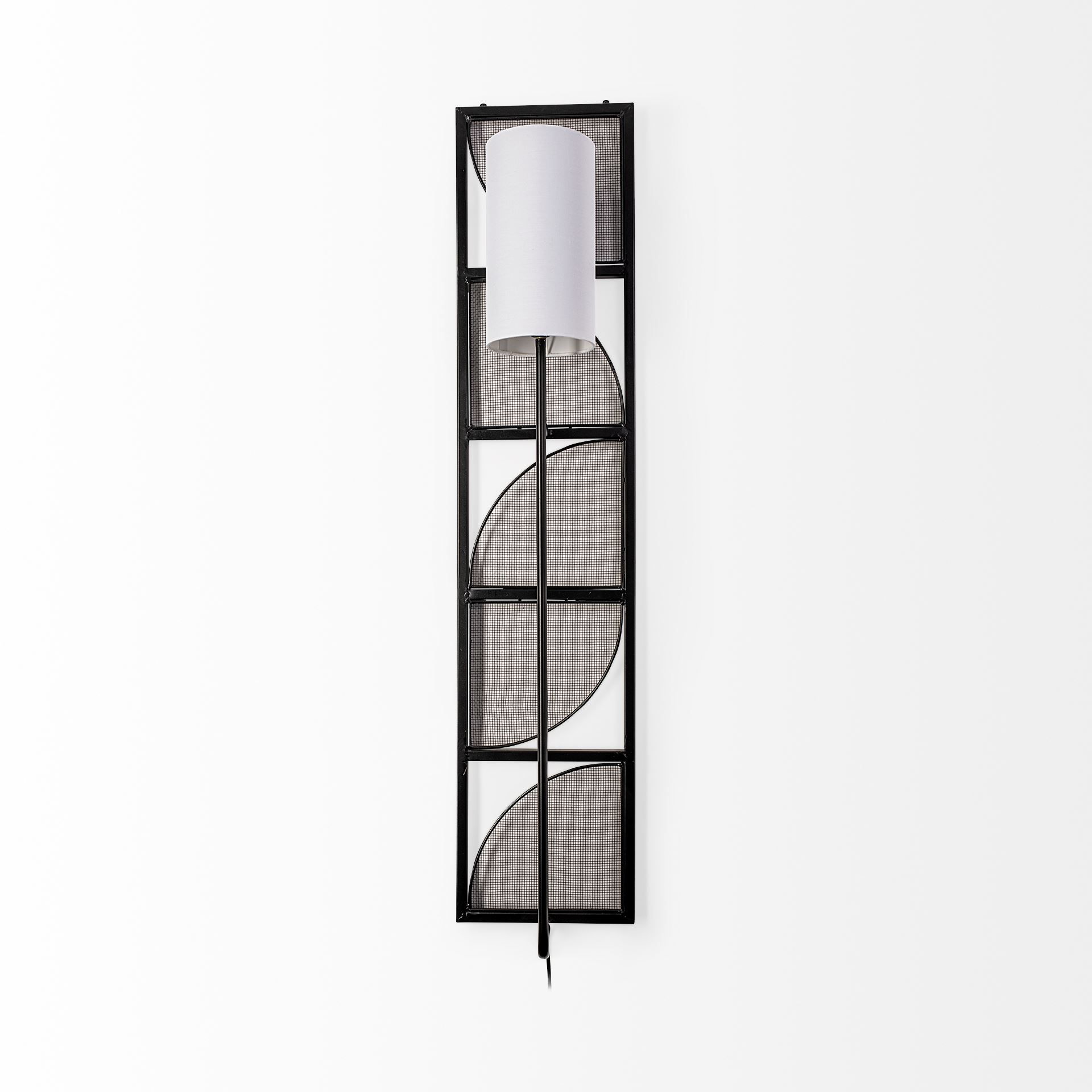 navin 10x46.5 black metal body white fabric shade rectangular wall sconce