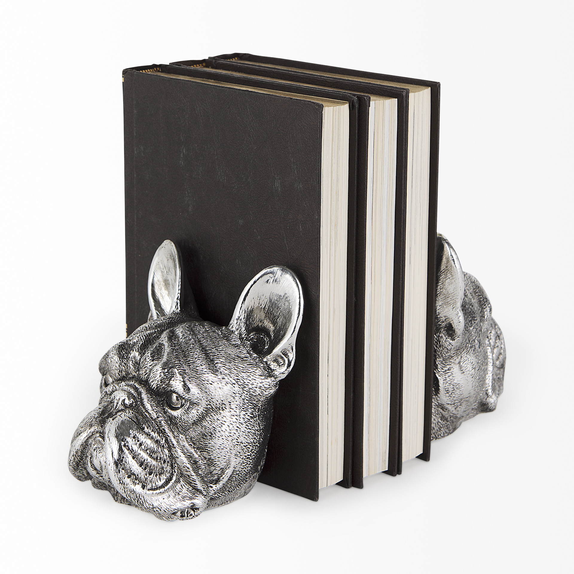 bruno (set of 2) 5l x 5w silver american bulldog bookends