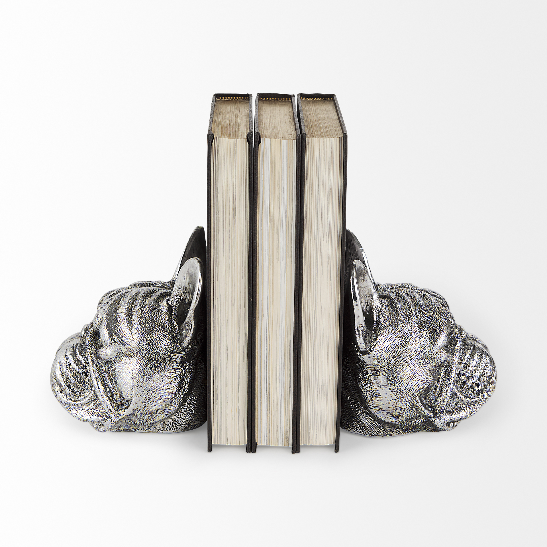 bruno (set of 2) 5l x 5w silver american bulldog bookends