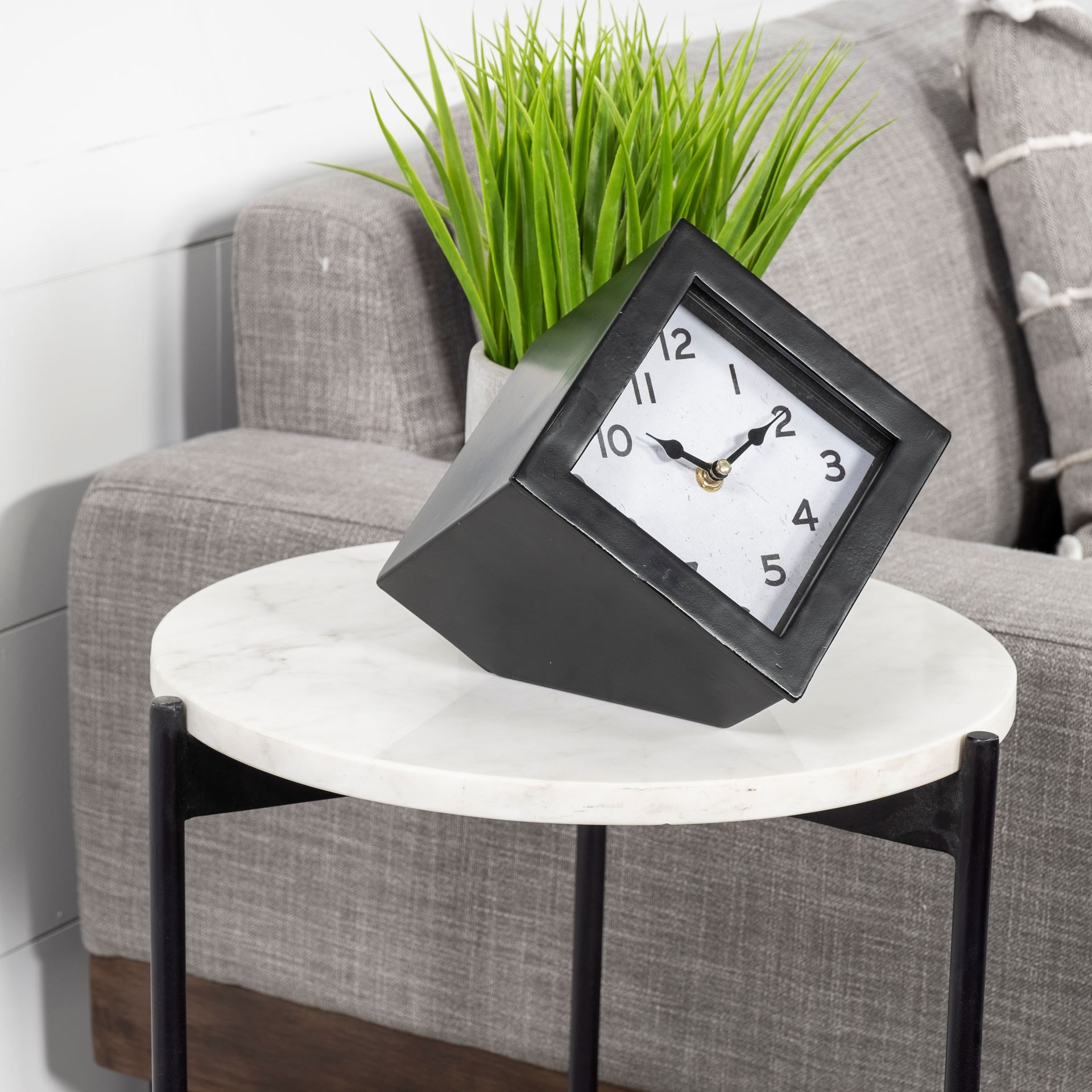 ralph ii black metal cube table clock
