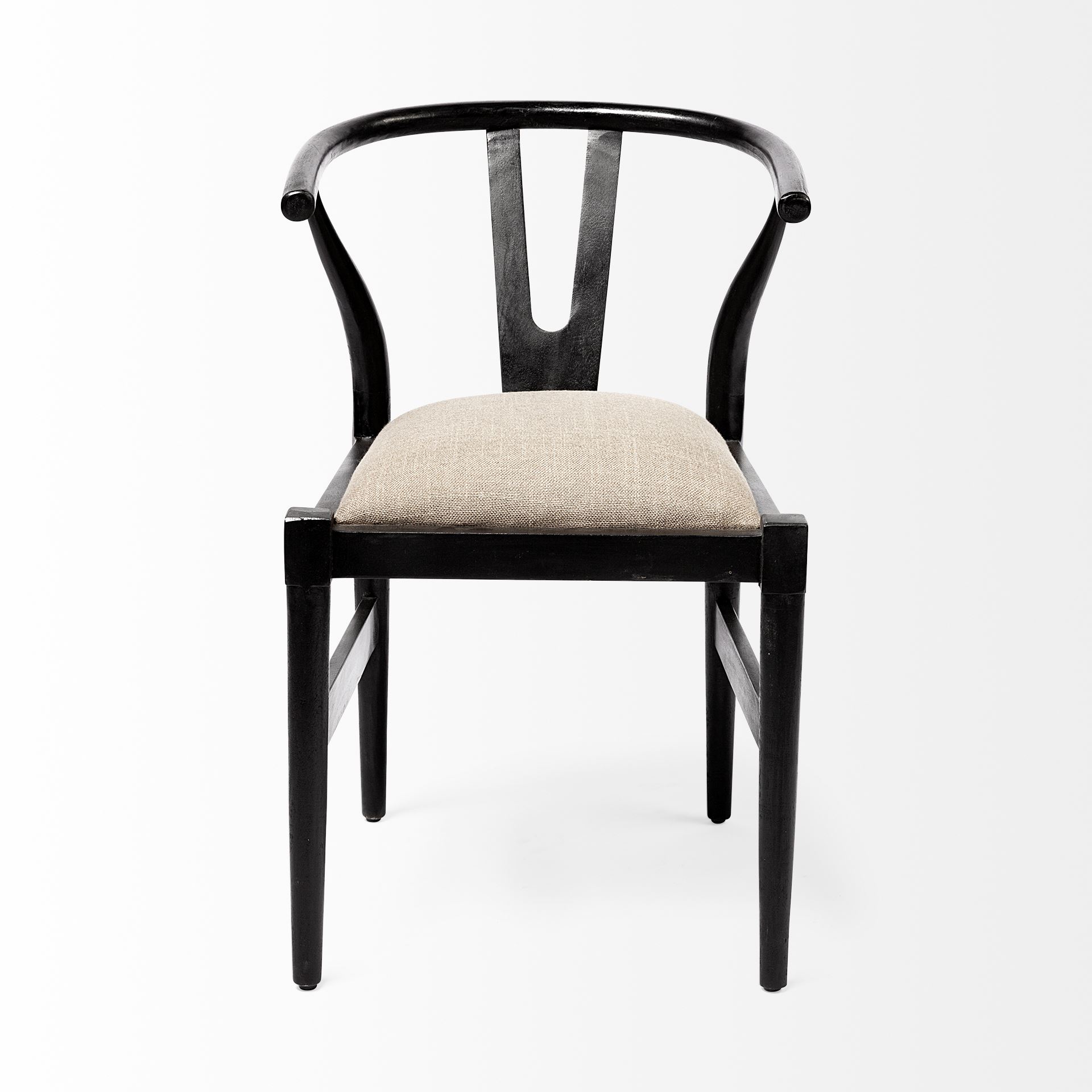 trixie i black wooden base linen seat dining chair