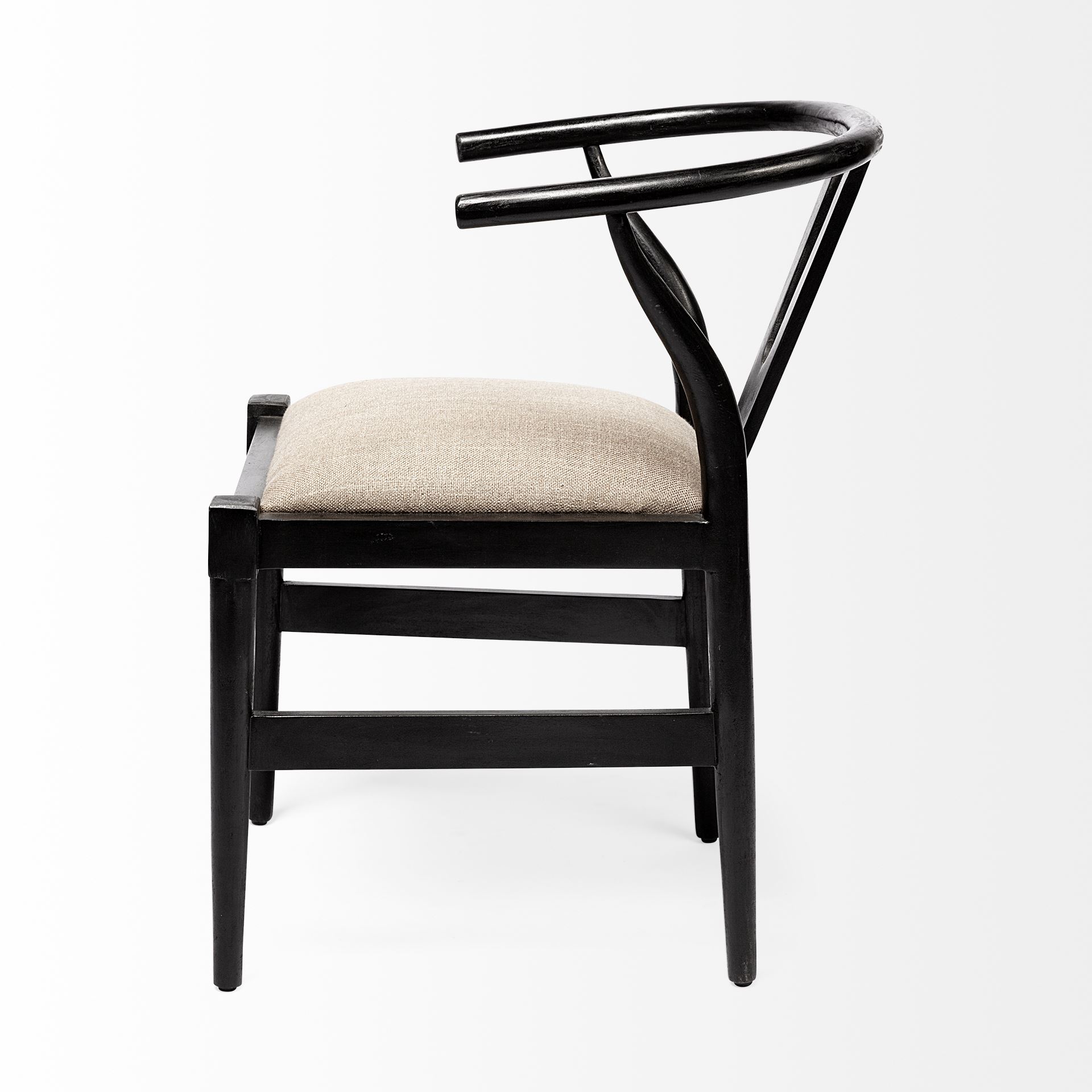 trixie i black wooden base linen seat dining chair