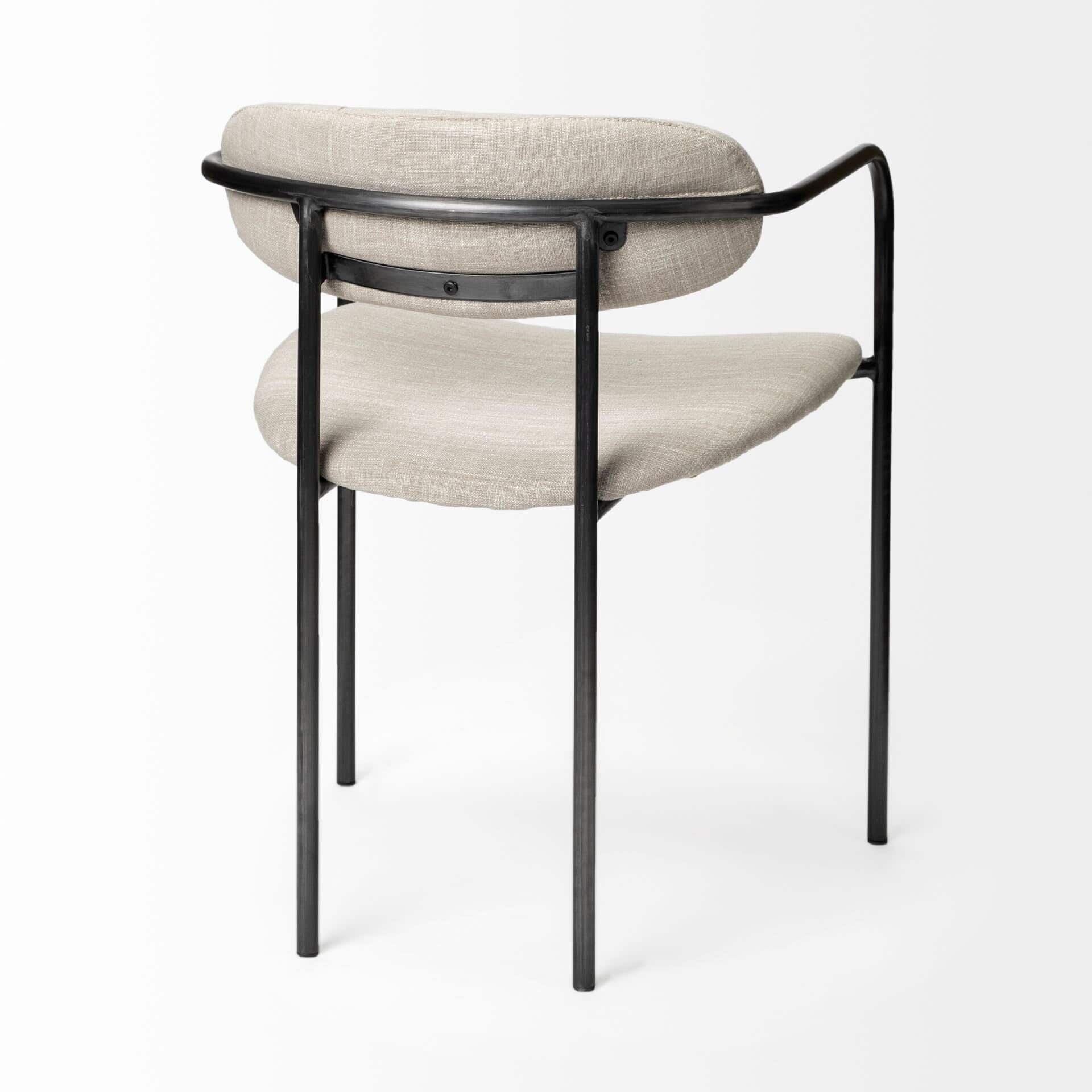 parker i beige fabric seat gun metal gray metal frame dining chair