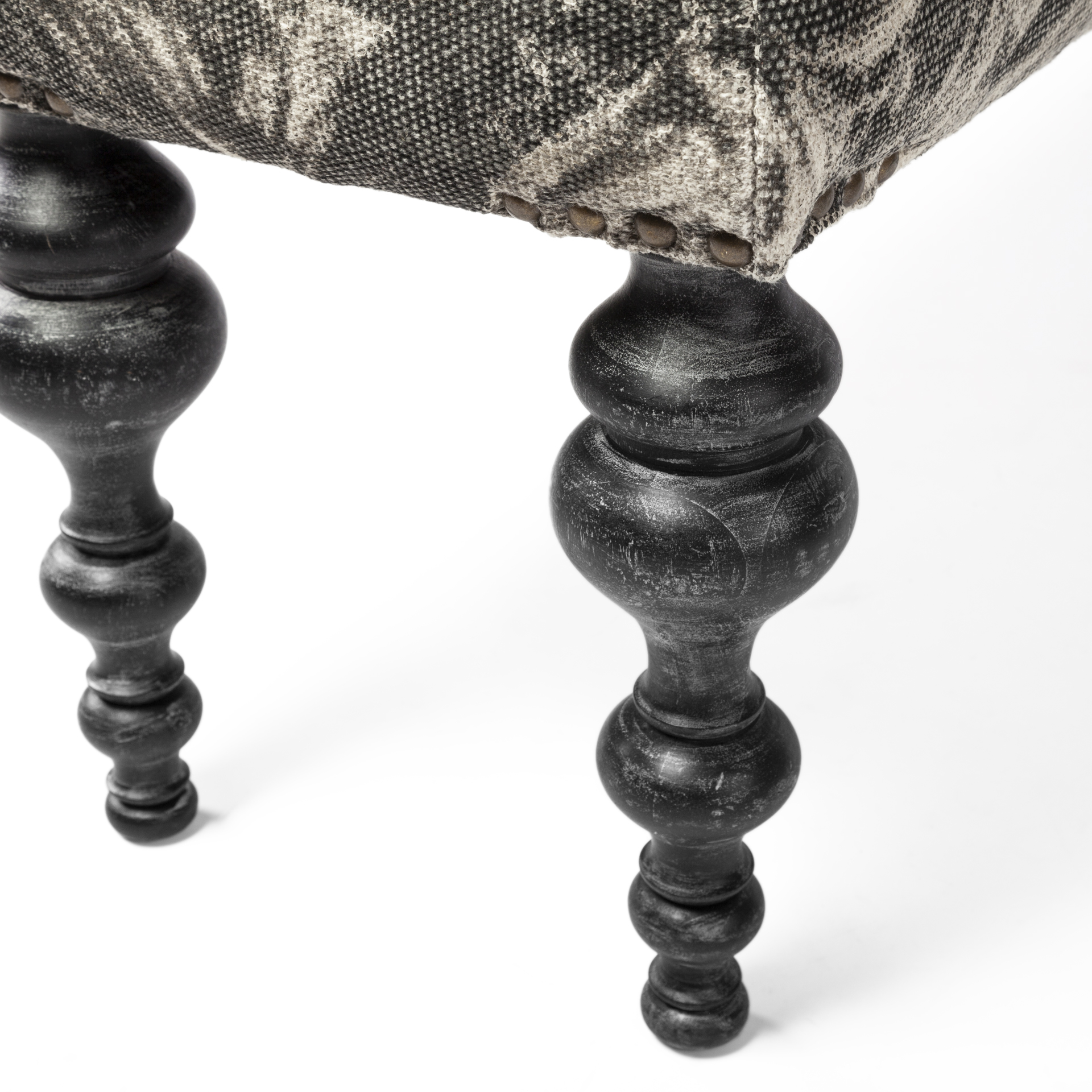 alhambra 55l x 14w upholstered gray seat w/black wood legs accent bench