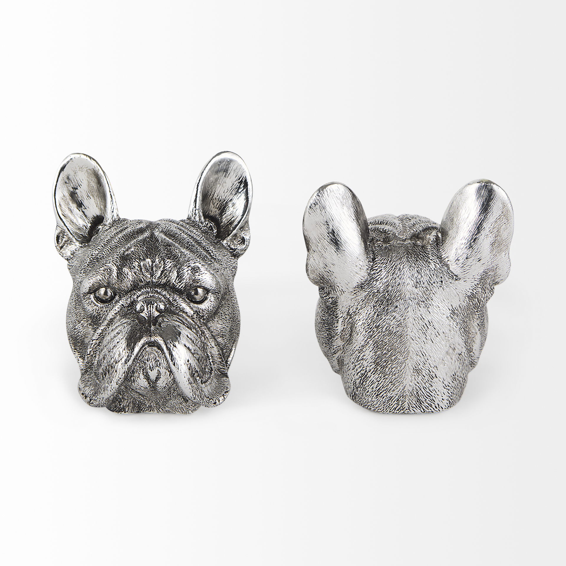bruno (set of 2) 5l x 5w silver american bulldog bookends