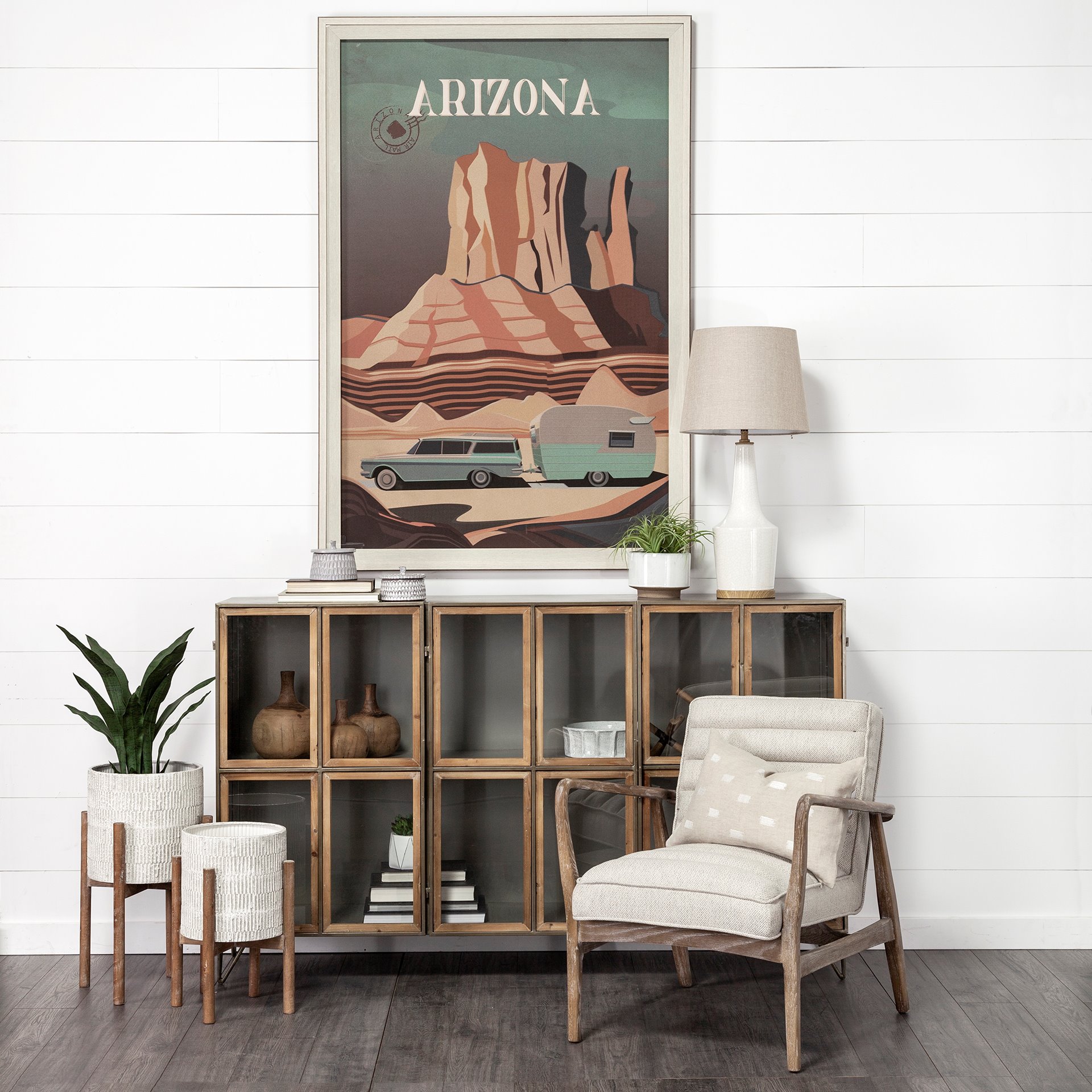 ajax ii cream fabric w/ brown wooden frame accent chair
