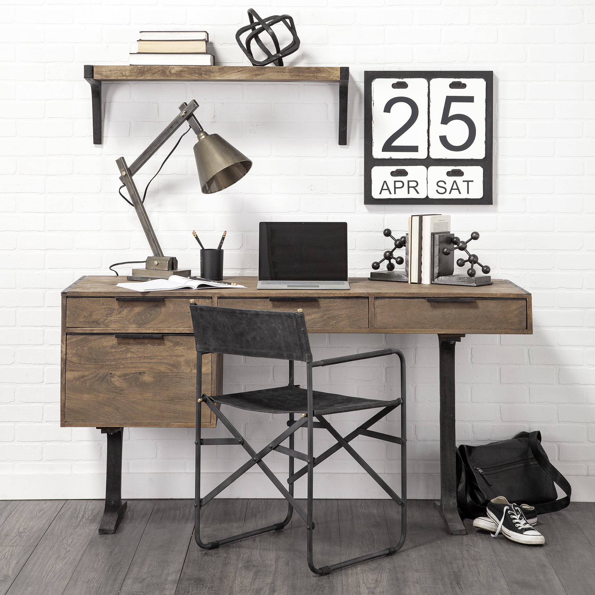 direttore black iron frame black leather dining chair