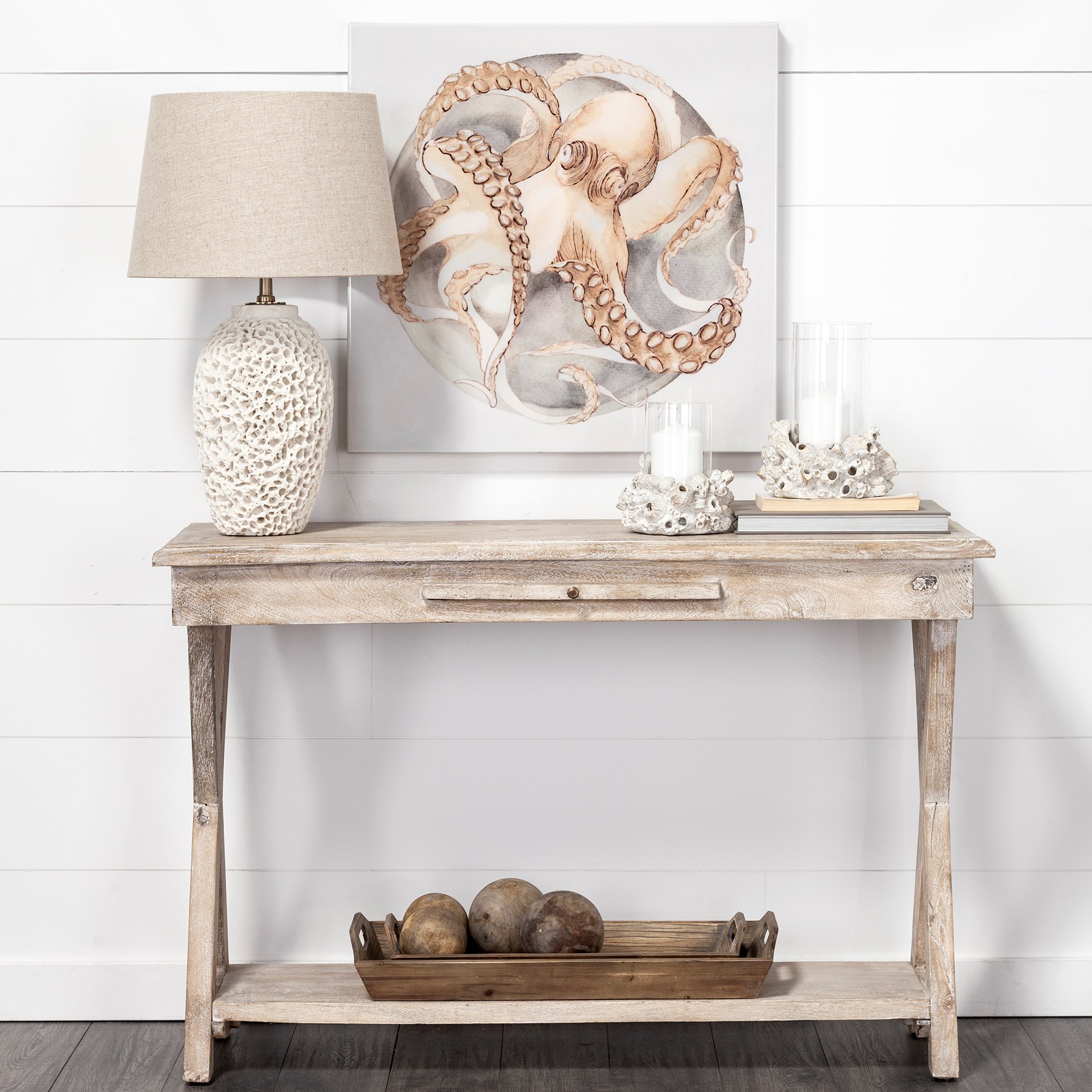 carrick (set of 3) natural wood decorative spheres