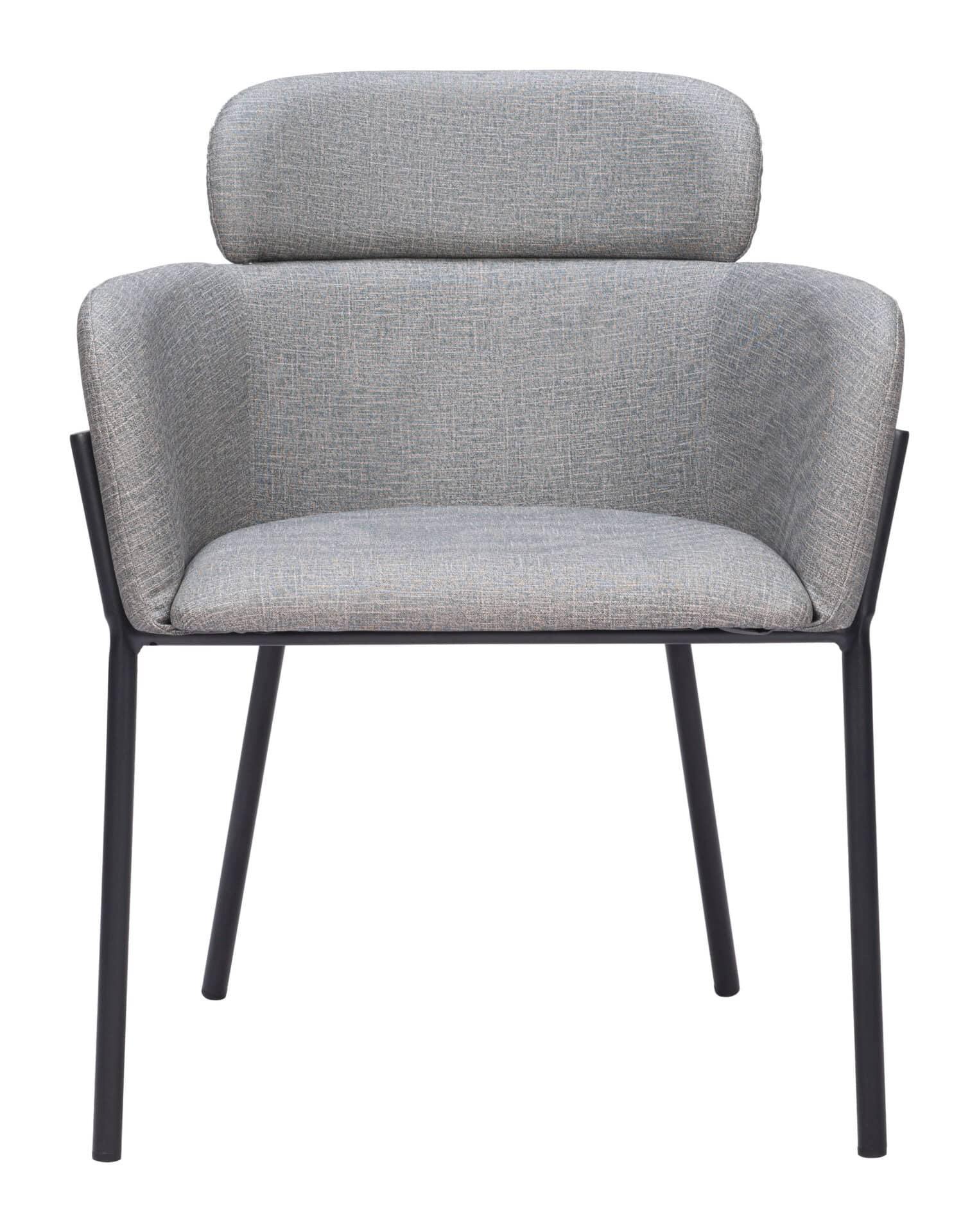 Modern Slate Gray Dining Chairs with Steel Frame and Vinyl Upholstery (Set of 2) 3 Modern Slate Gray Dining Chairs with Steel Frame and Vinyl Upholstery (Set of 2) - Image 3