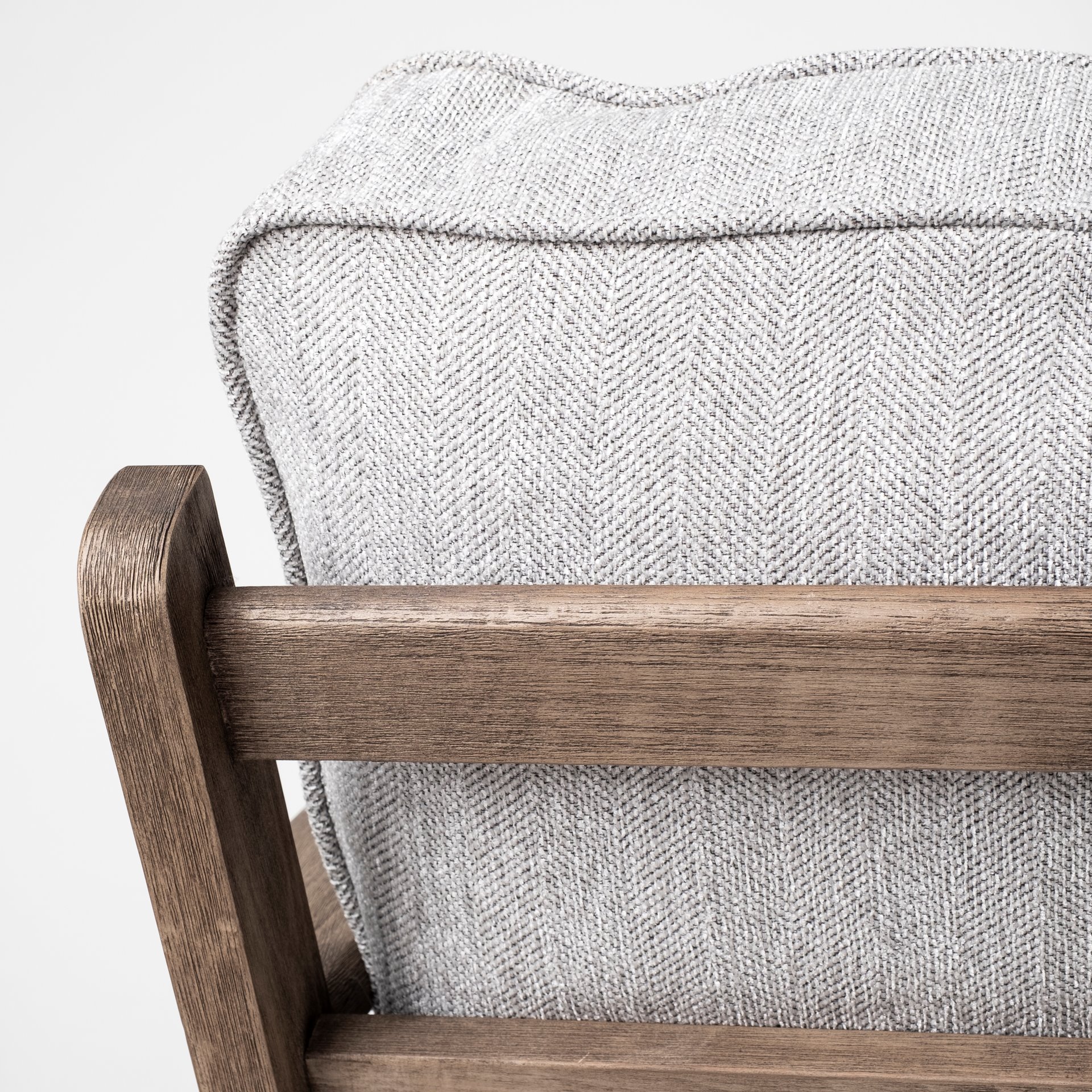 olympus vi frost grey fabric wrapped wooden frame accent chair