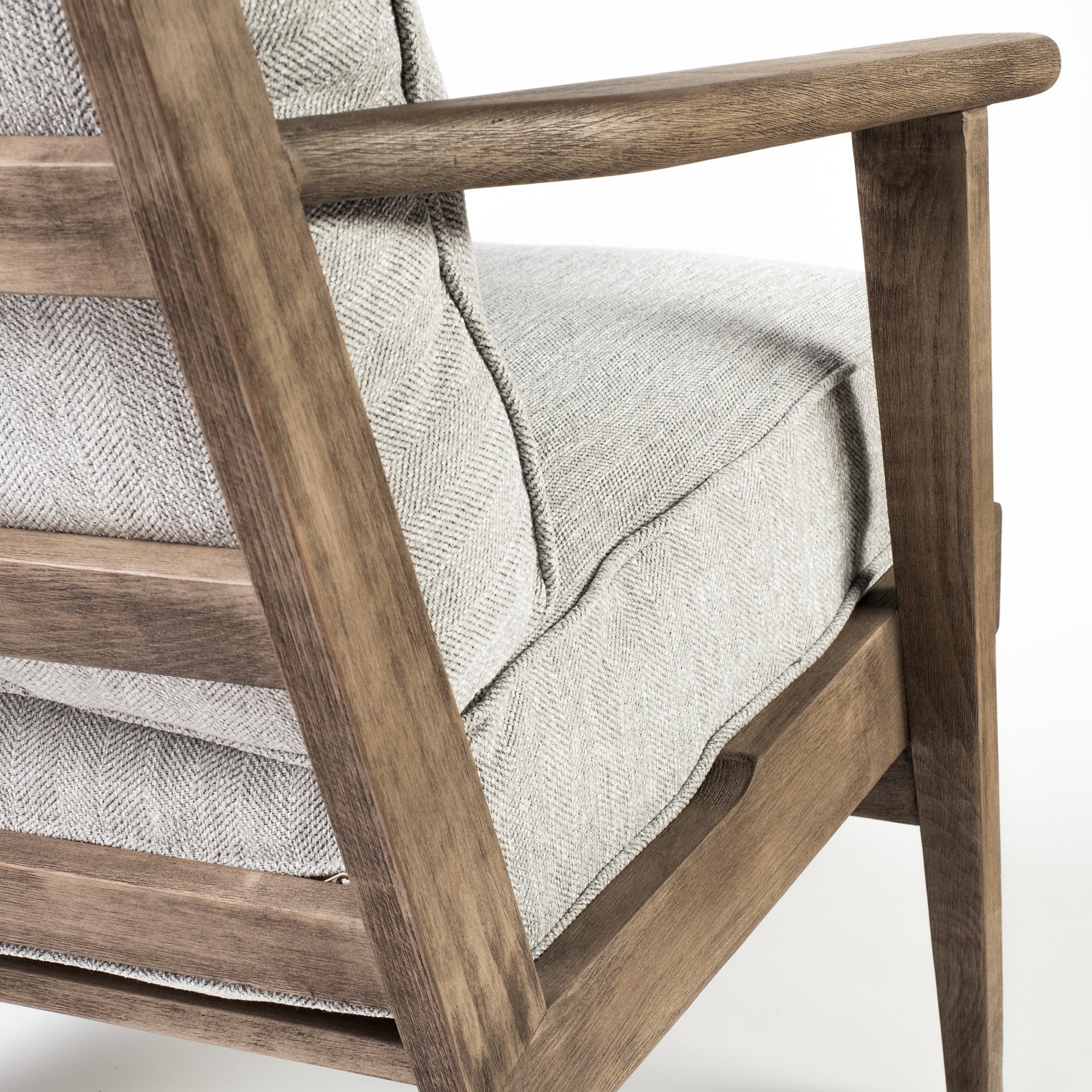 olympus vi frost grey fabric wrapped wooden frame accent chair