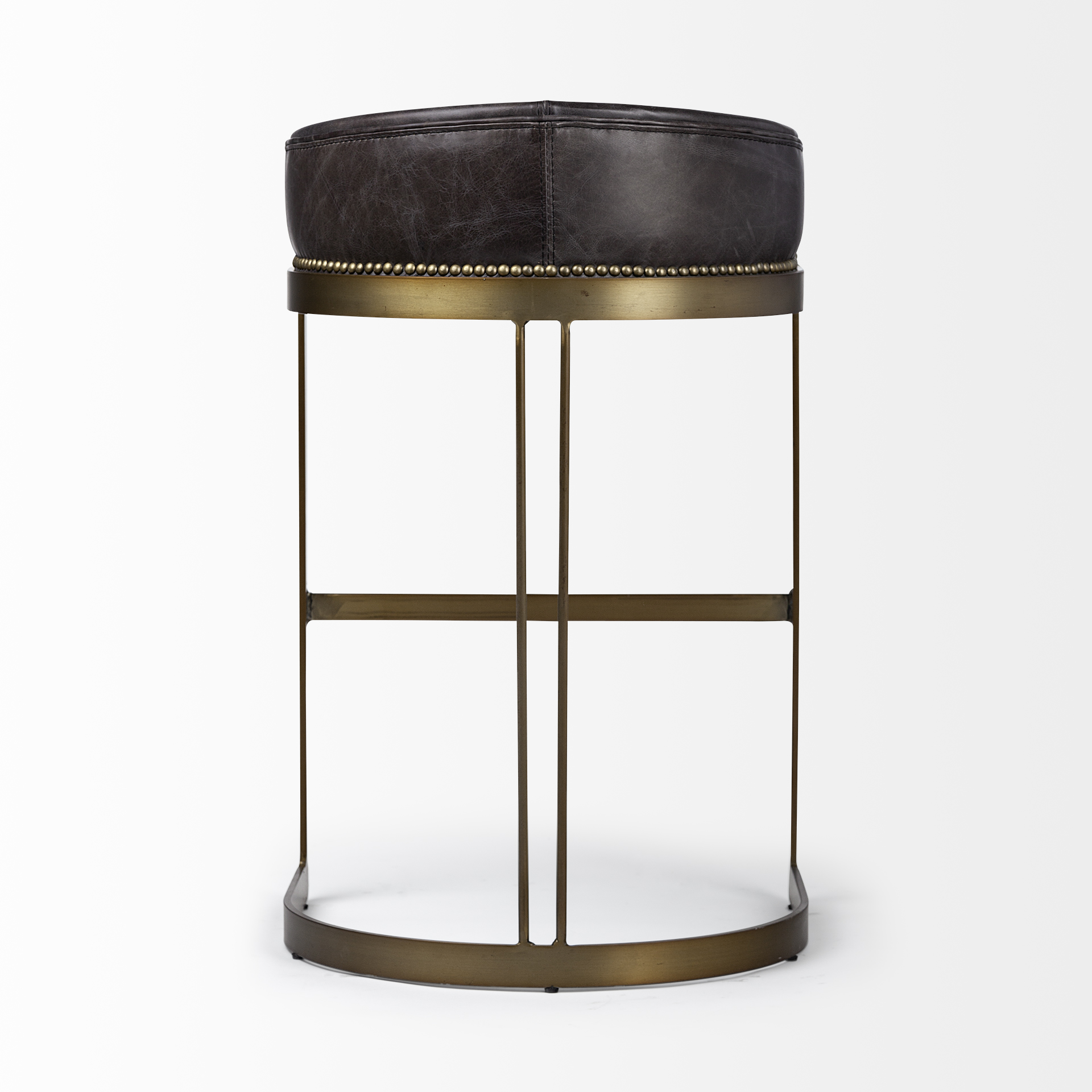 hollyfield ii black leather seat gold metal base bar stool