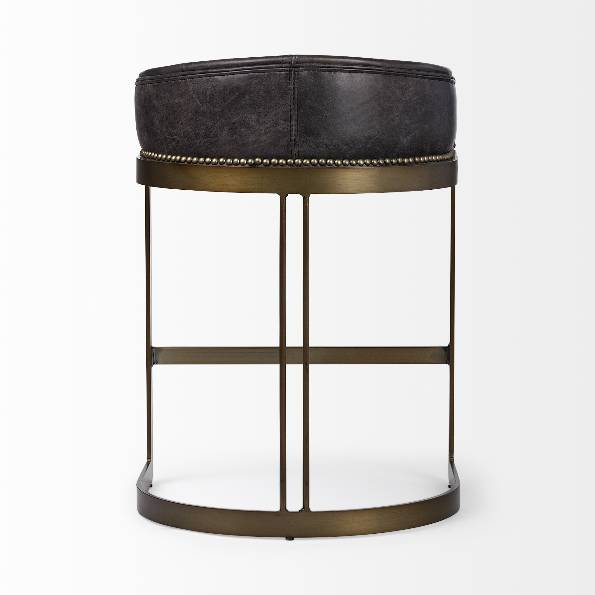 hollyfield ii black leather seat gold metal base counter stool