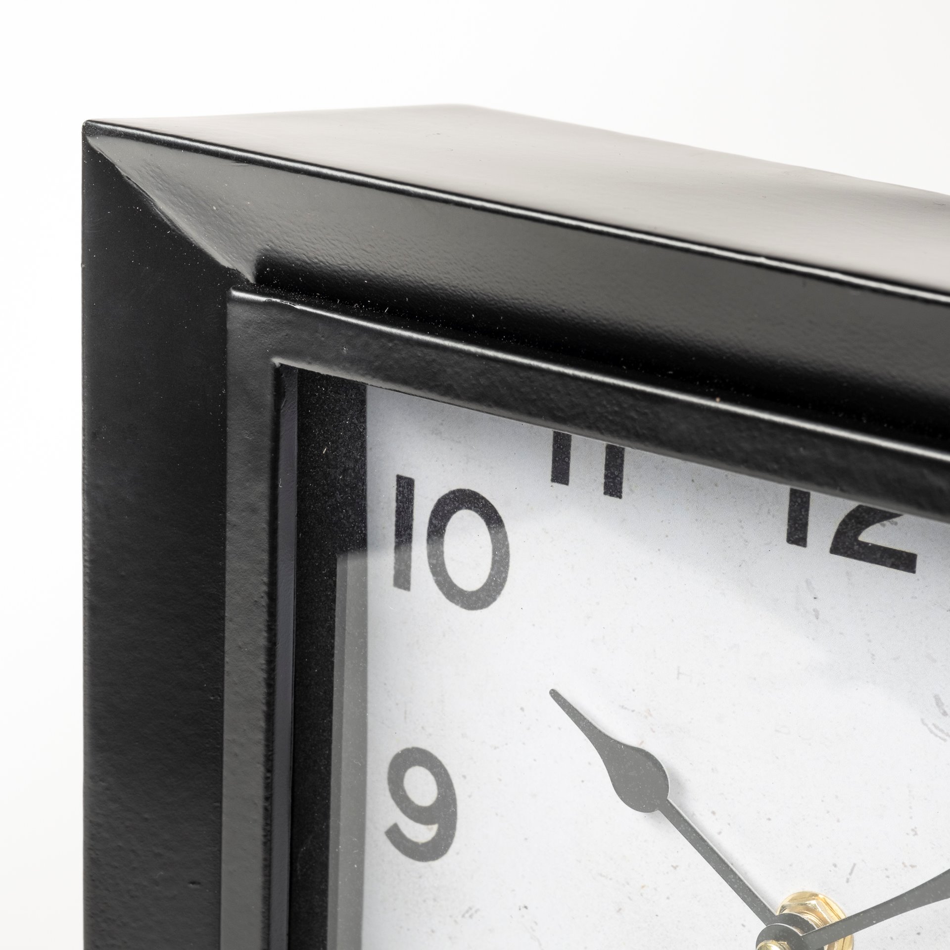 ralph i black metal square table clock