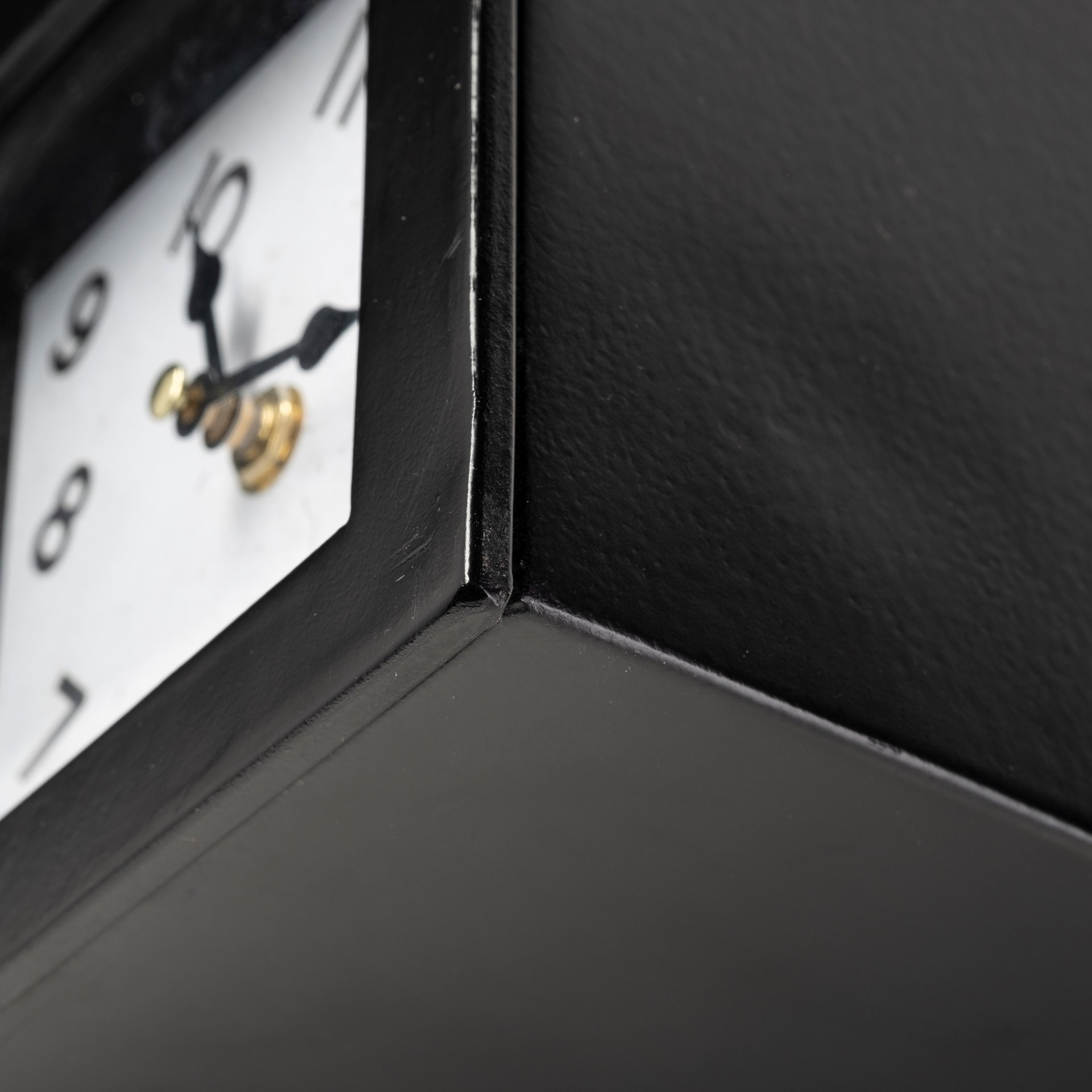ralph ii black metal cube table clock