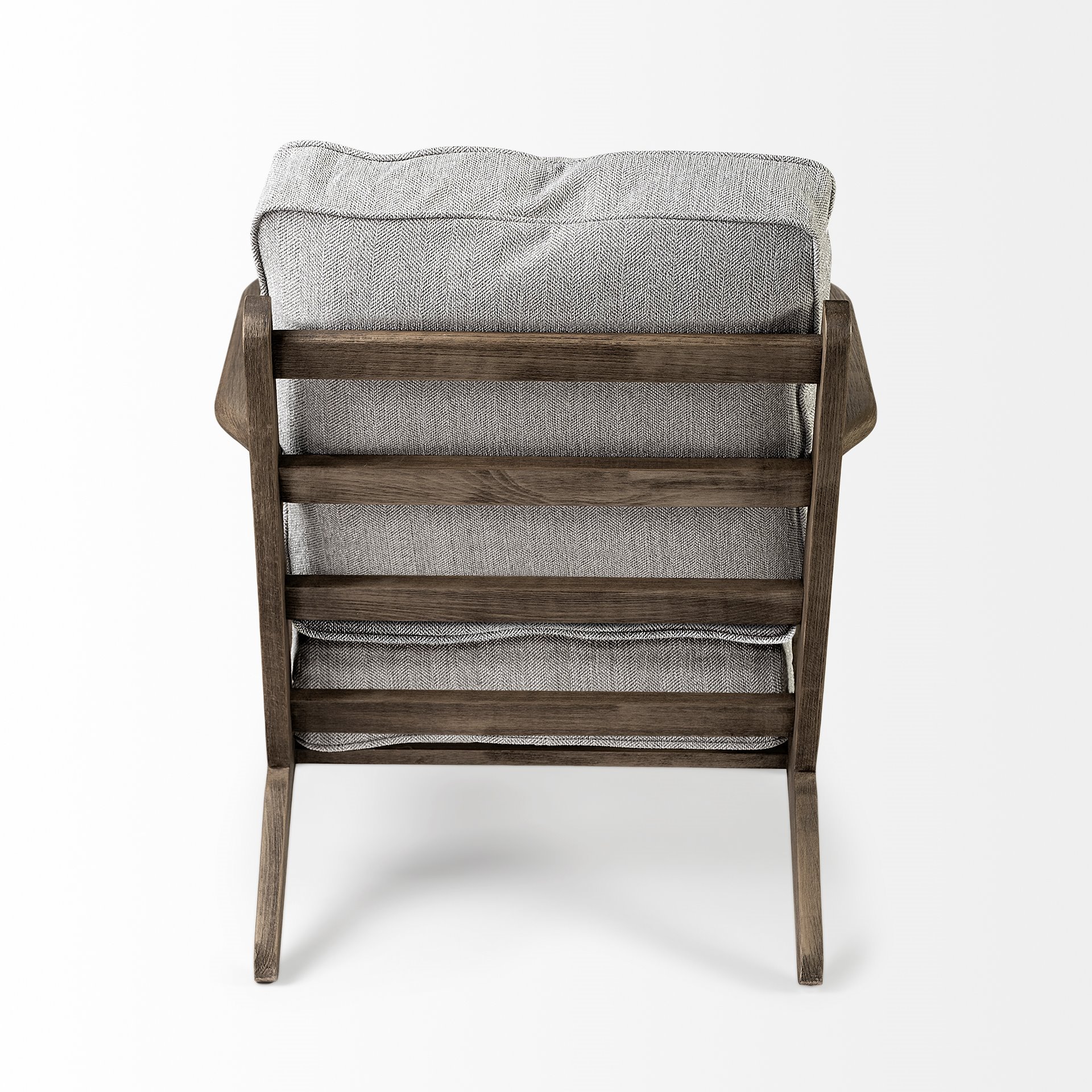 olympus vi frost grey fabric wrapped wooden frame accent chair