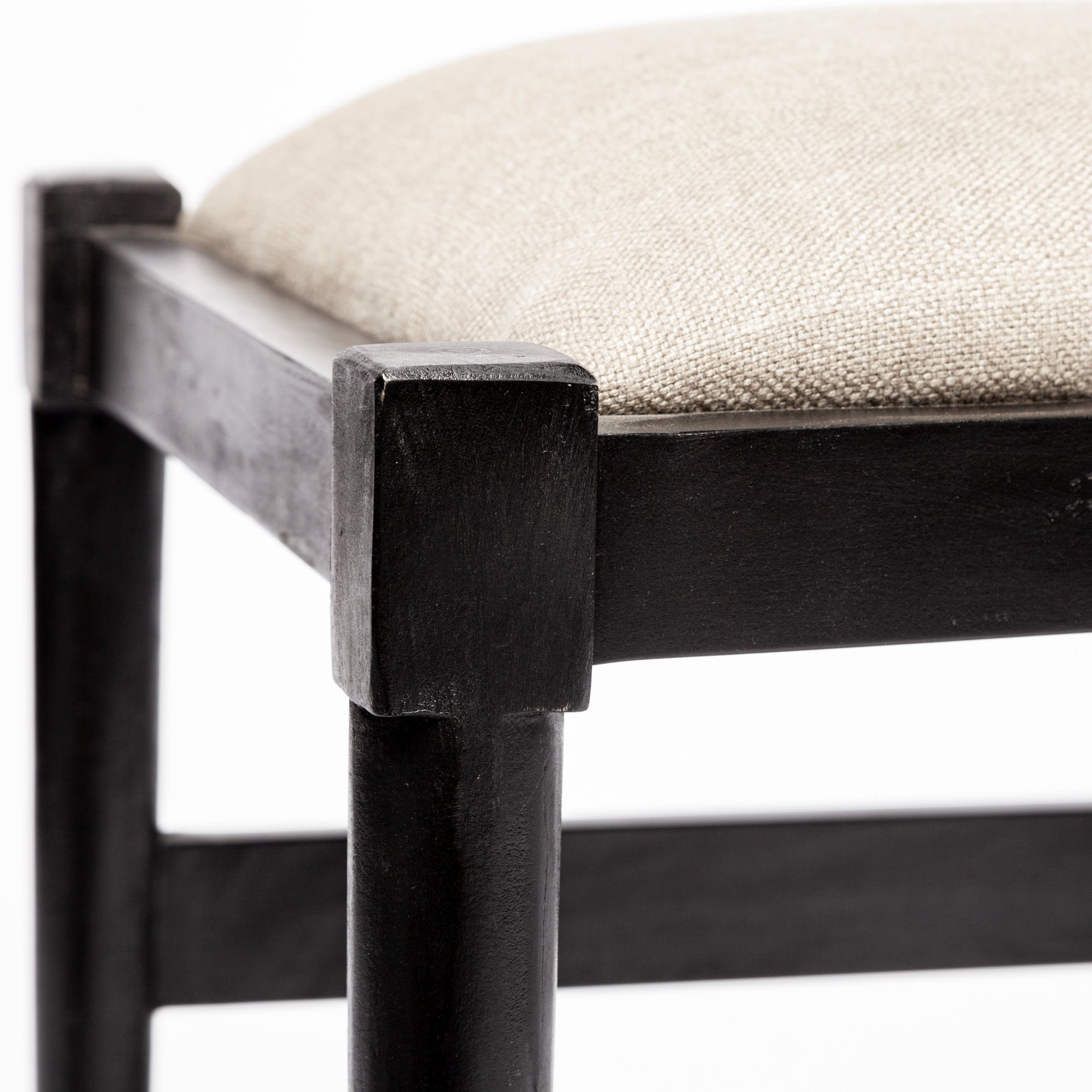 trixie i black wooden base linen seat dining chair