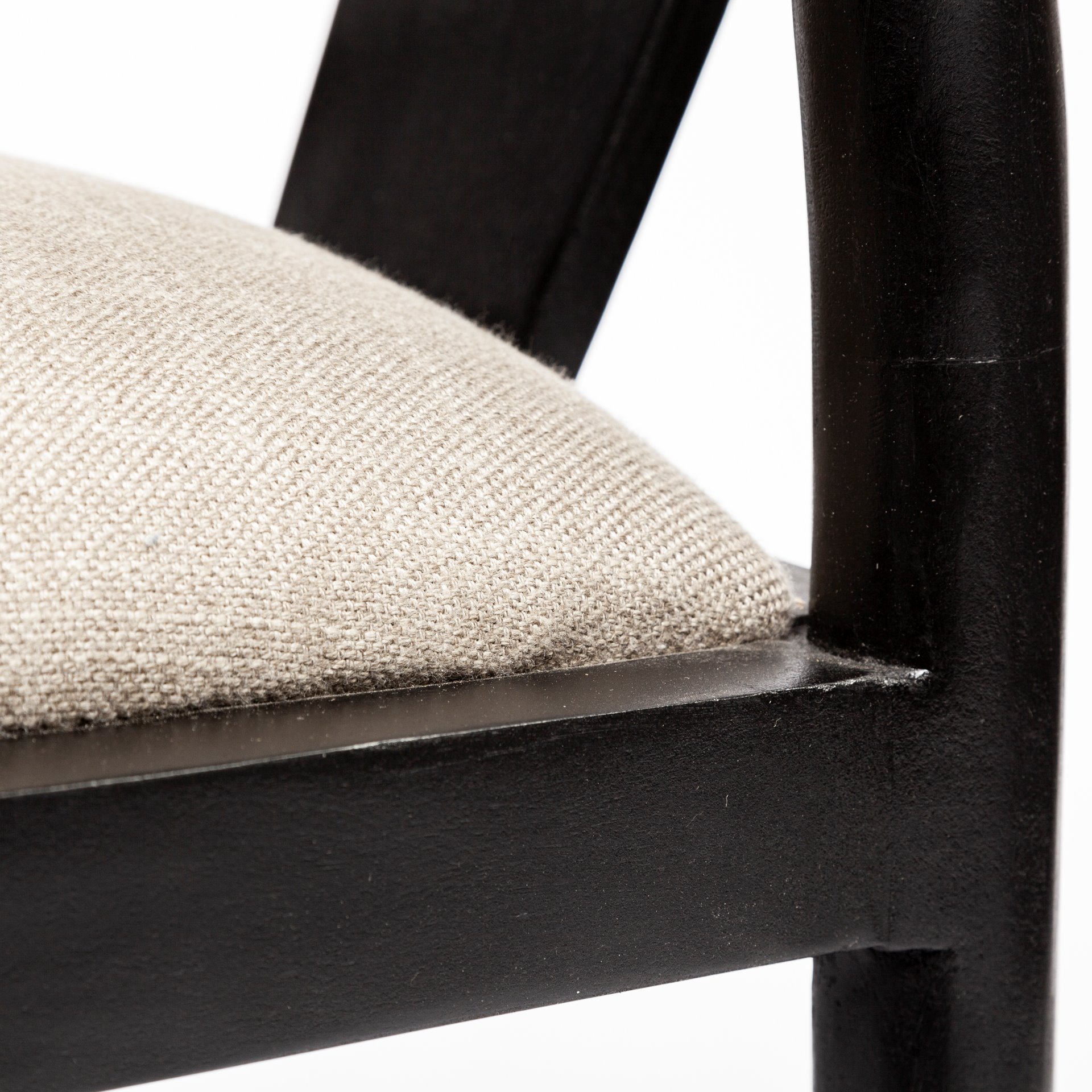 trixie i black wooden base linen seat dining chair