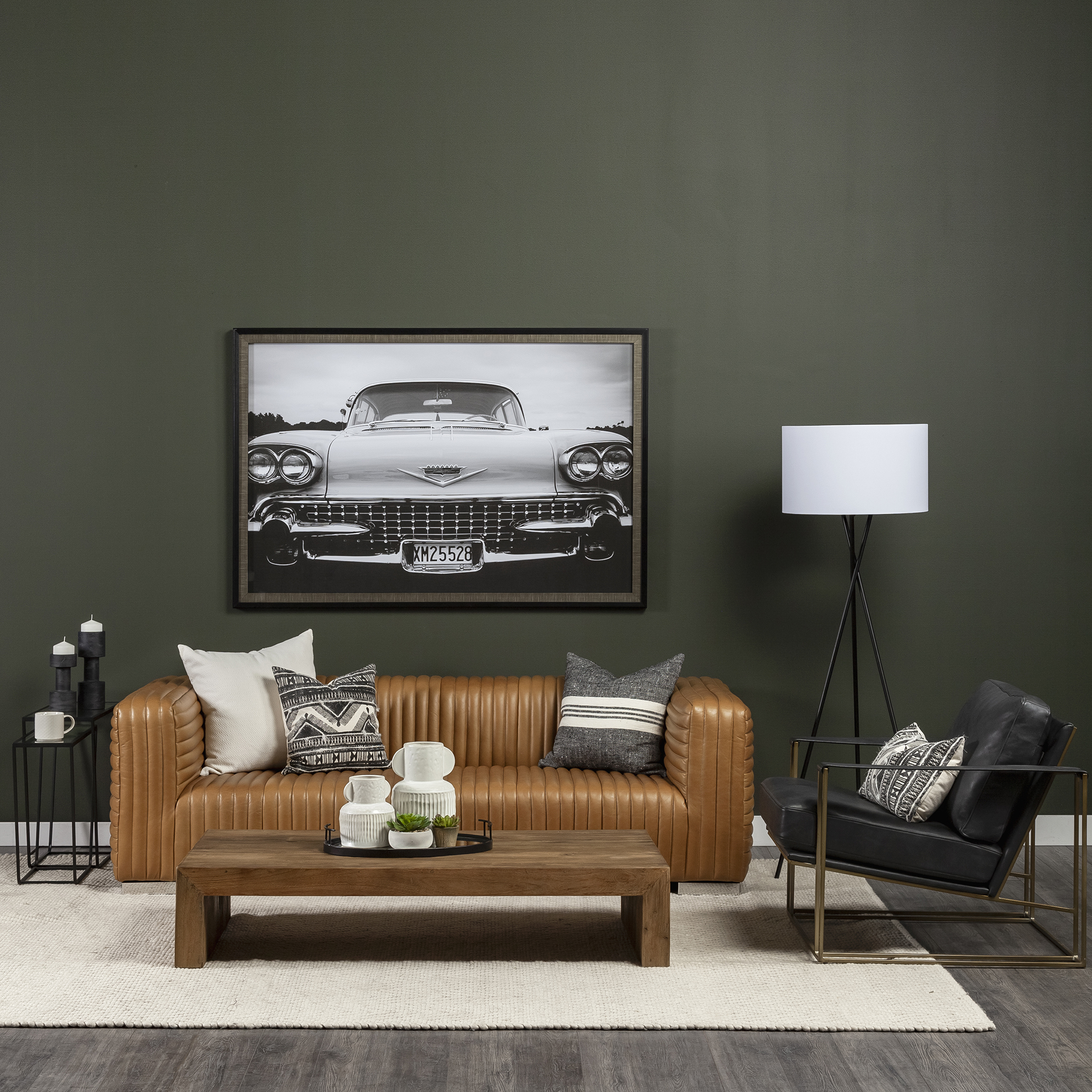 watson black leather wrap gold metal frame accent chair