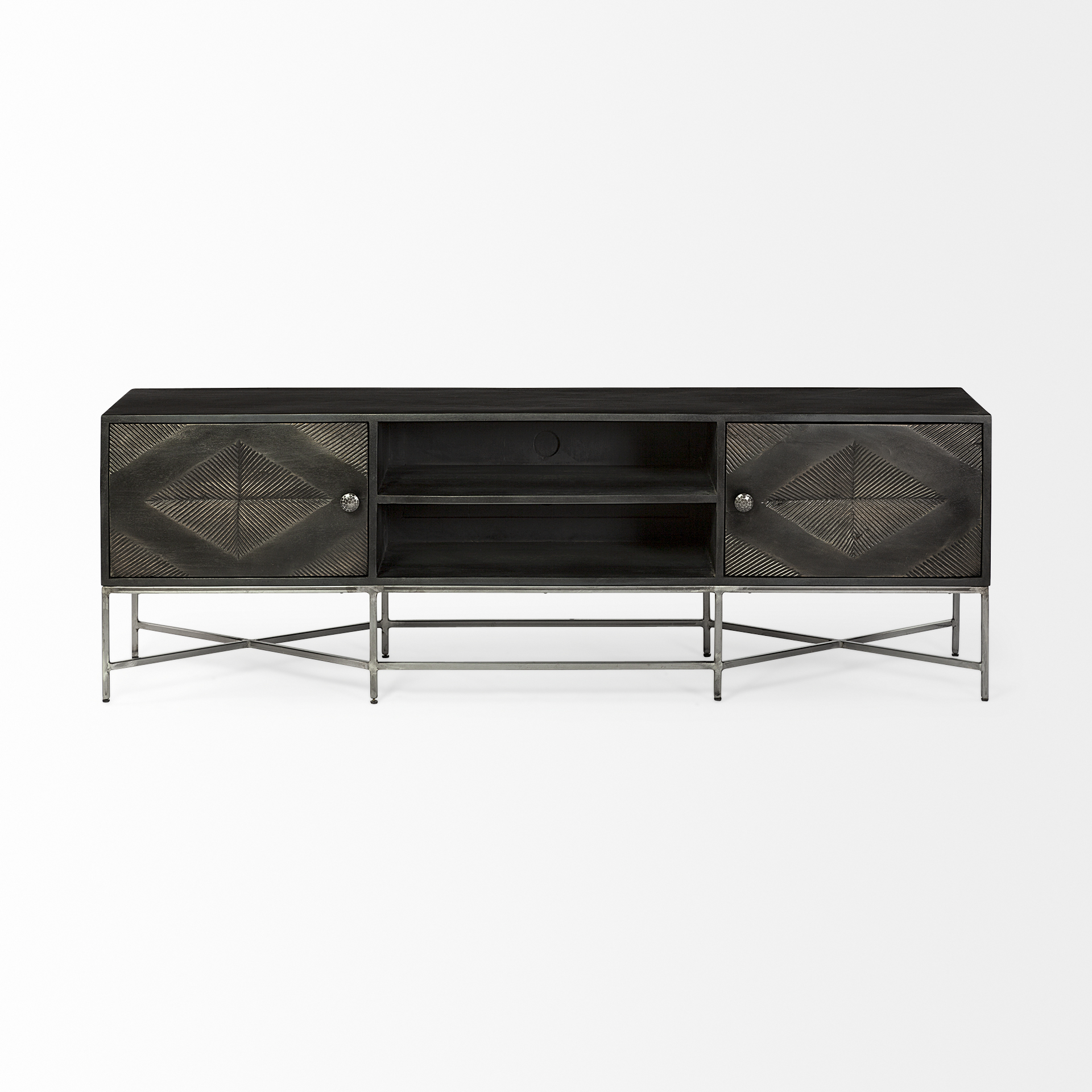 Hogarth I Dark Brown Solid Wood TV Stand Media Console with Storage, TV up to 81