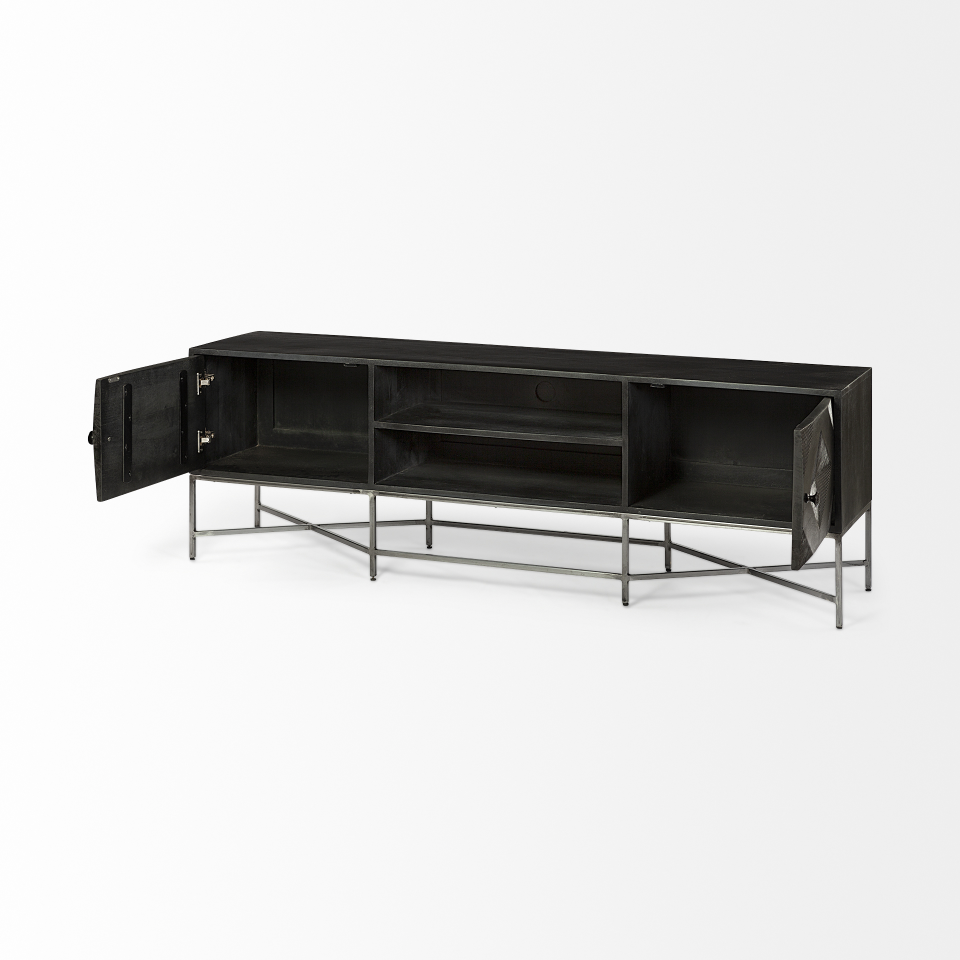 Hogarth I Dark Brown Solid Wood TV Stand Media Console with Storage, TV up to 81